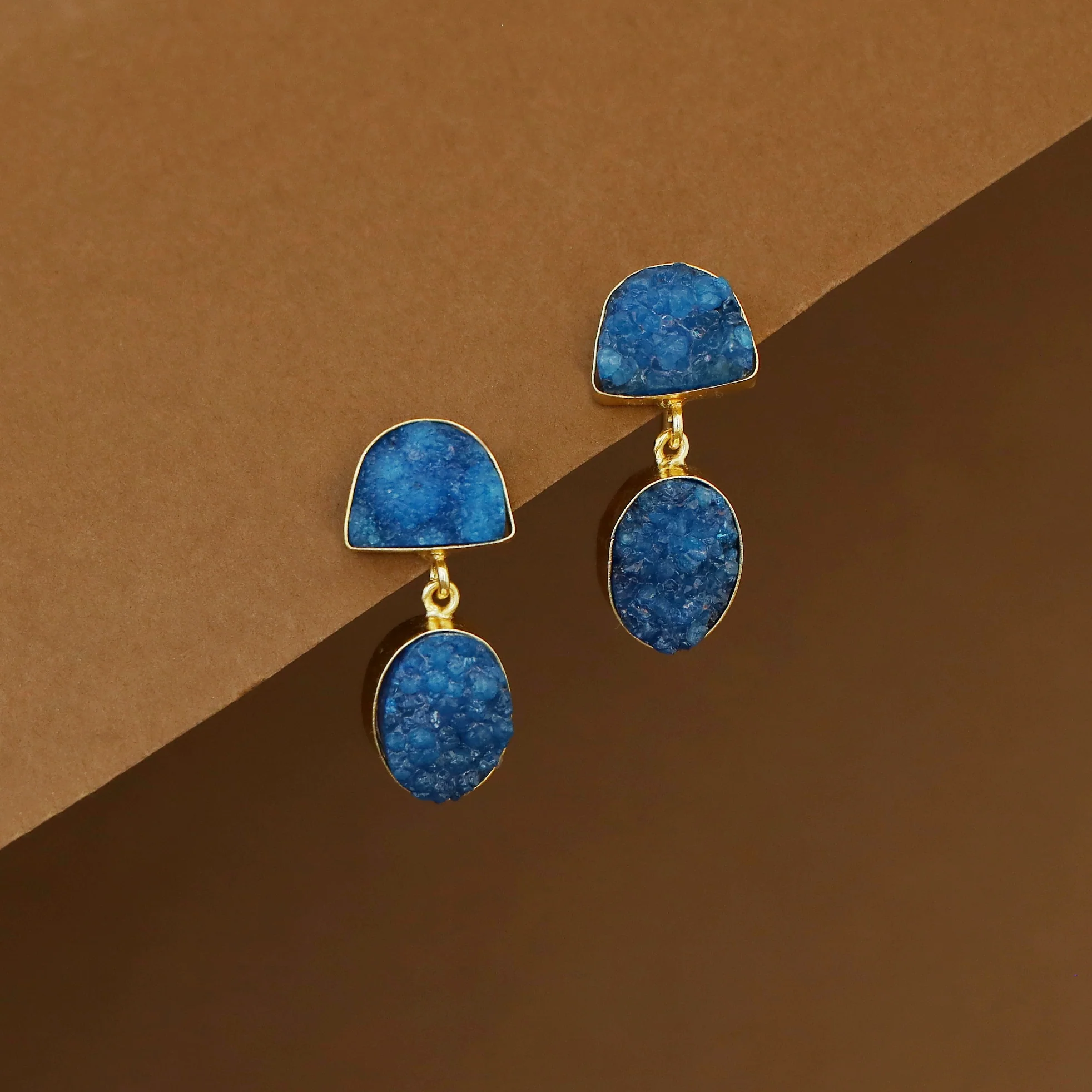 Salona Dual Druzy Stone Earring - Image 13