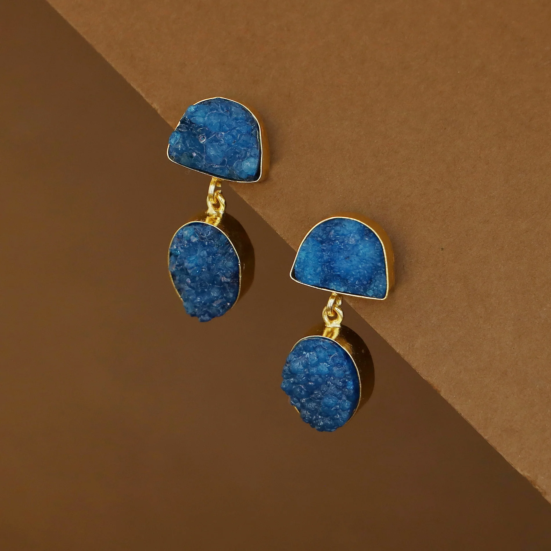 Salona Dual Druzy Stone Earring - Image 14