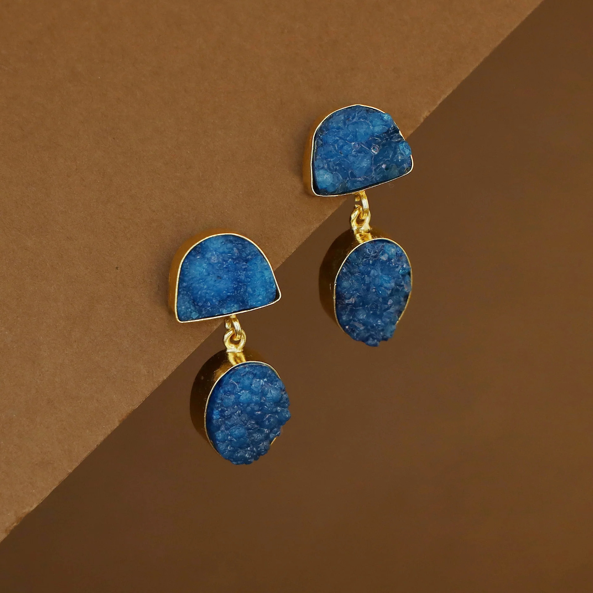 Salona Dual Druzy Stone Earring - Image 15