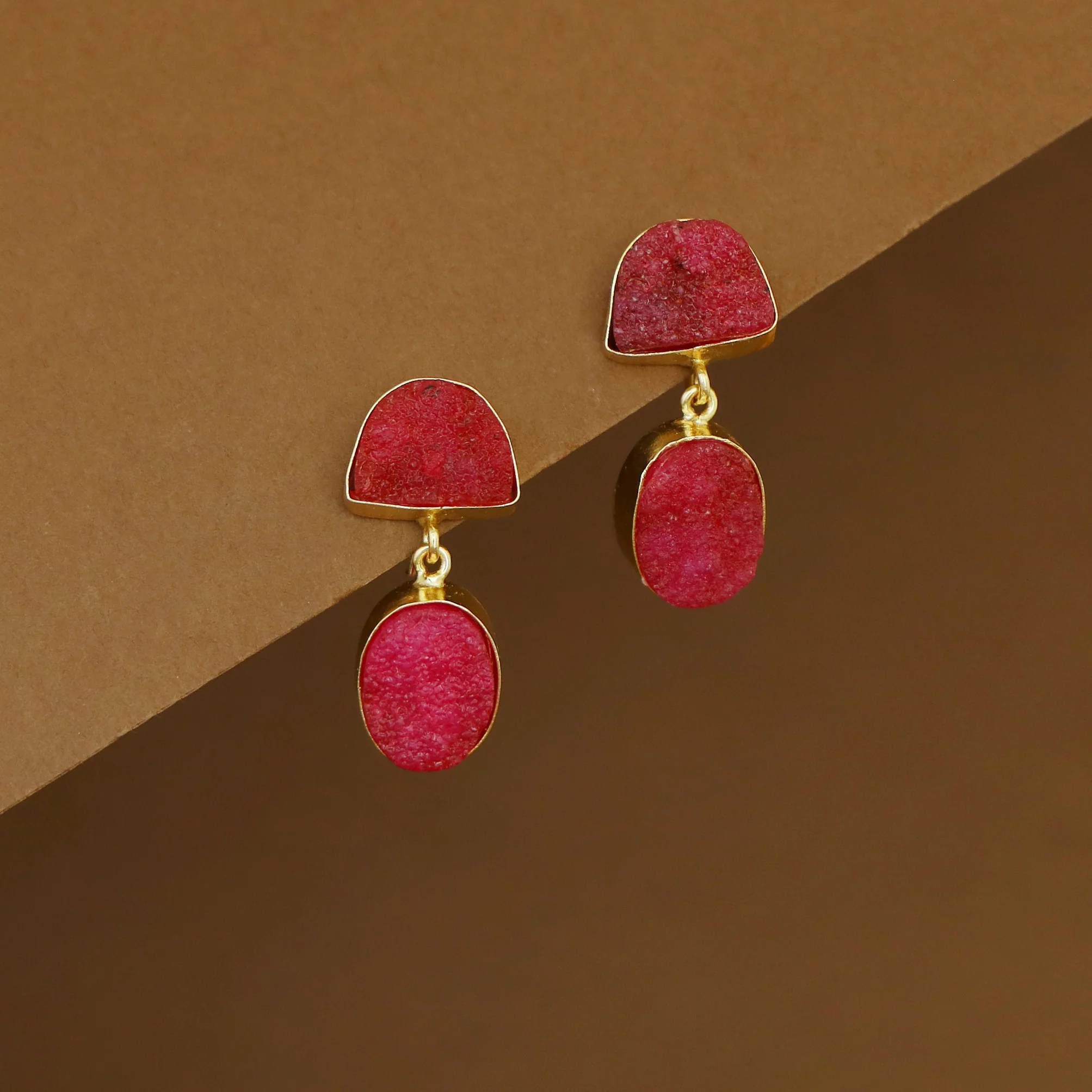 Salona Dual Druzy Stone Earring - Image 2
