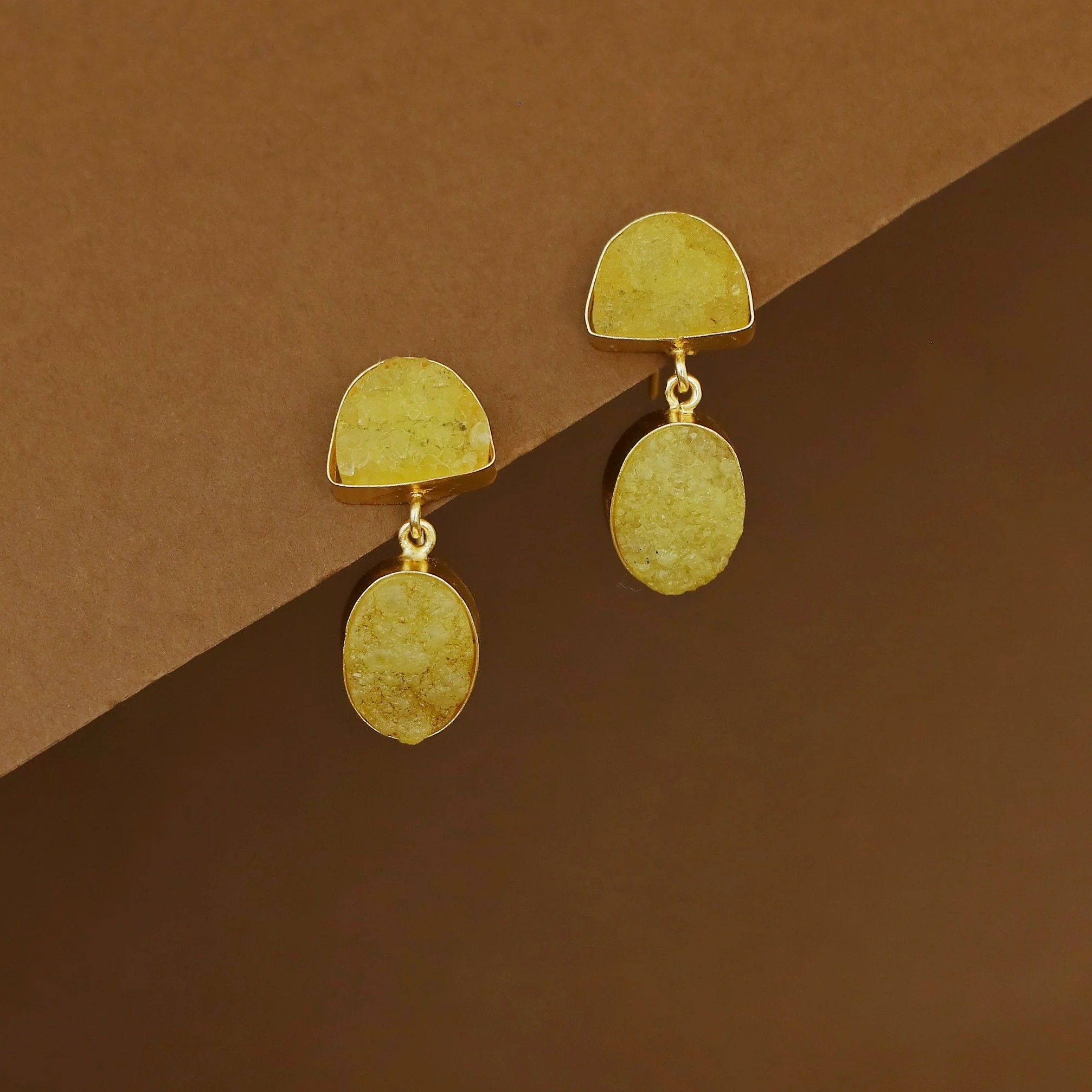 Salona Dual Druzy Stone Earring - Image 3