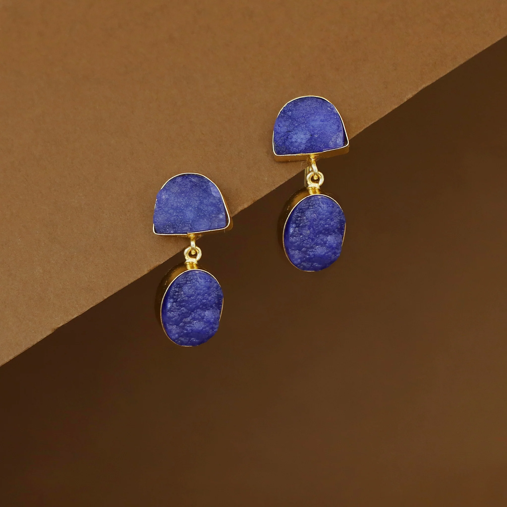 Salona Dual Druzy Stone Earring - Image 5