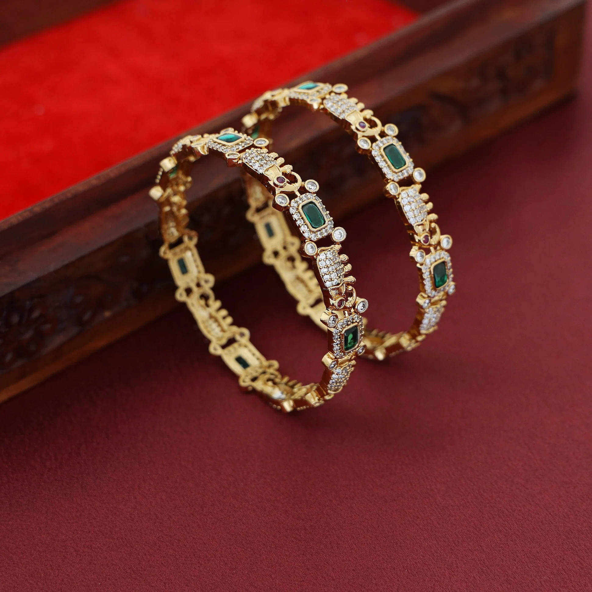 Samartha Airavath AD Stone Bangle (Set Of 2) - Image 4