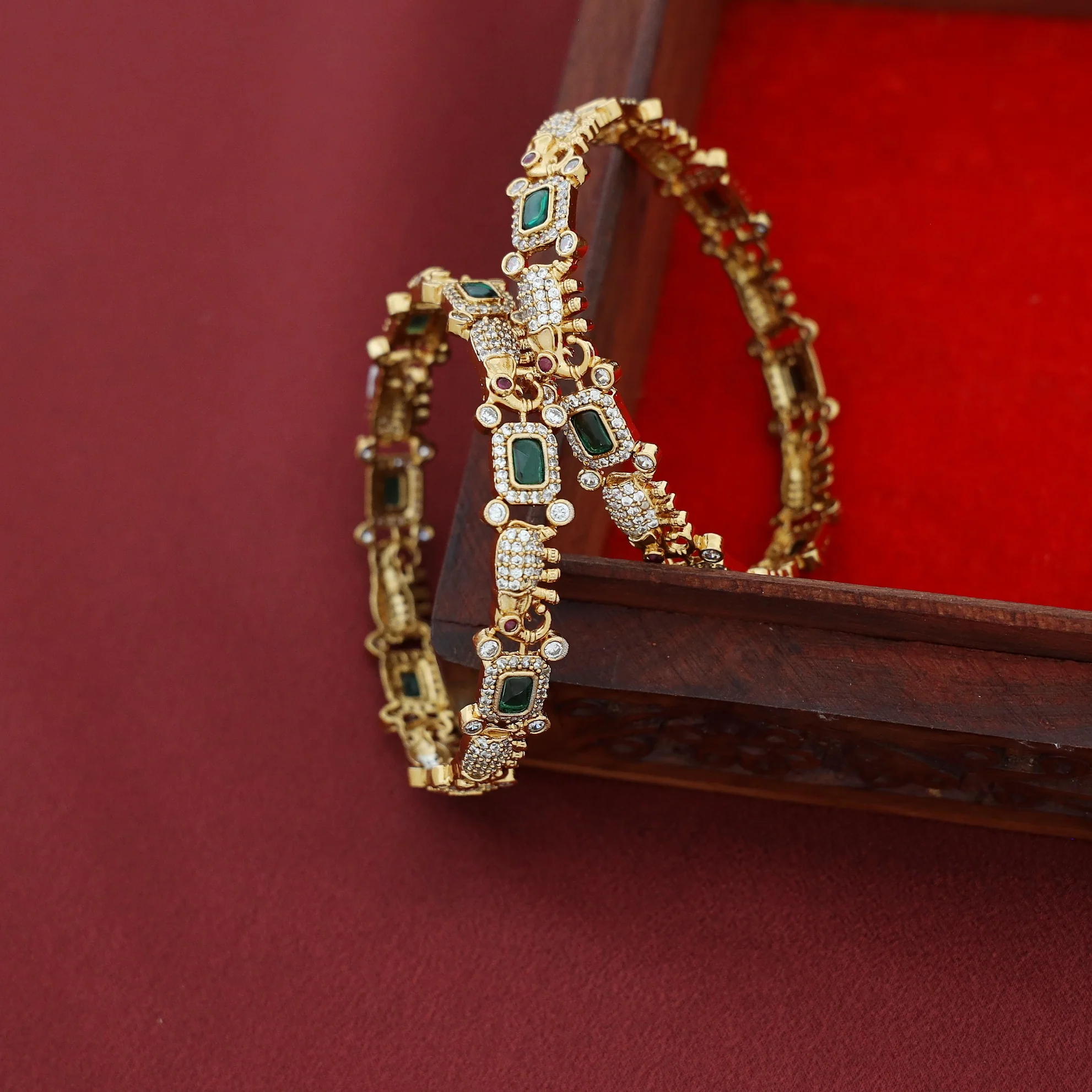 Samartha Airavath AD Stone Bangle (Set Of 2) - Image 5