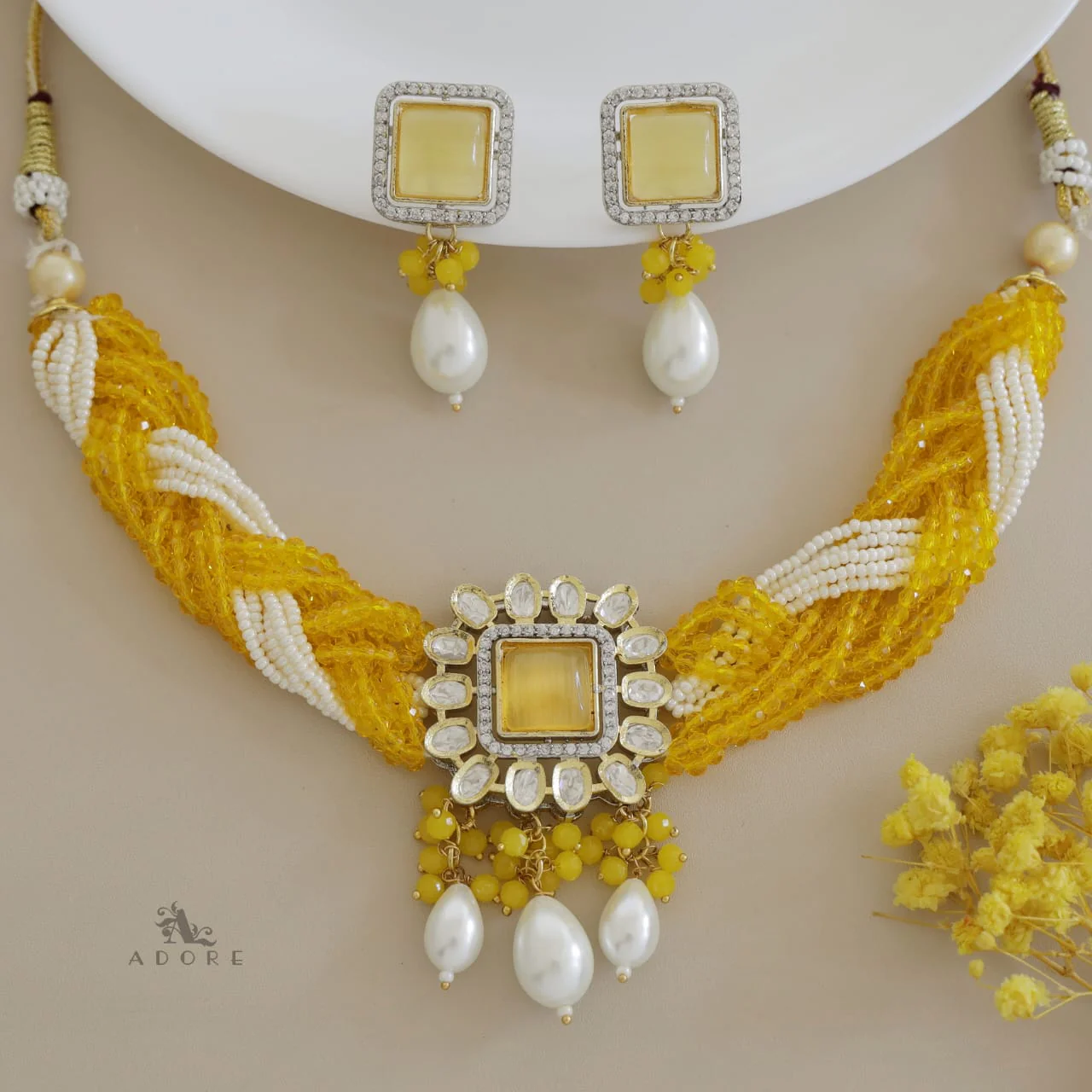 Samhita Braided Kundan Choker With Earring - Image 10