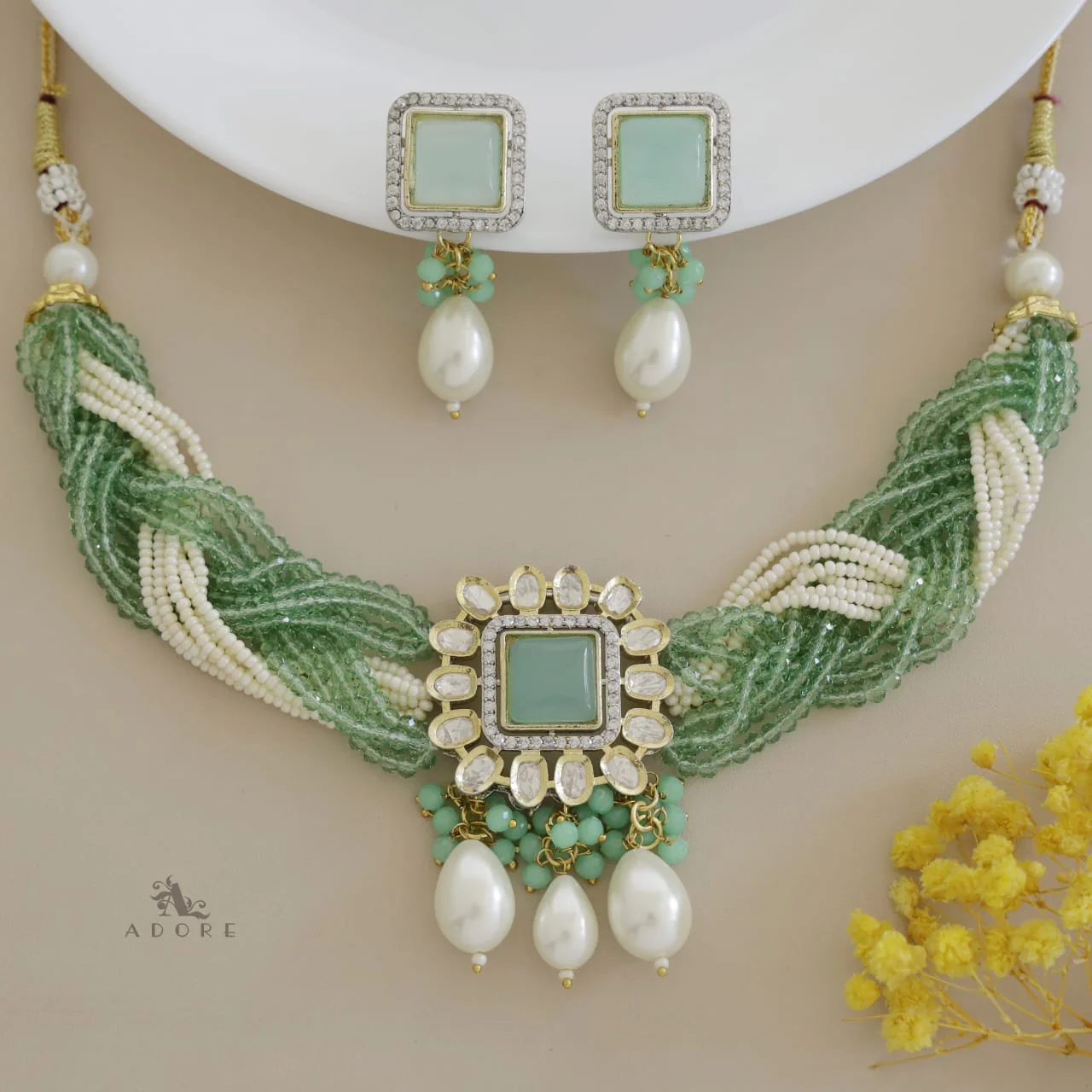Samhita Braided Kundan Choker With Earring - Image 11