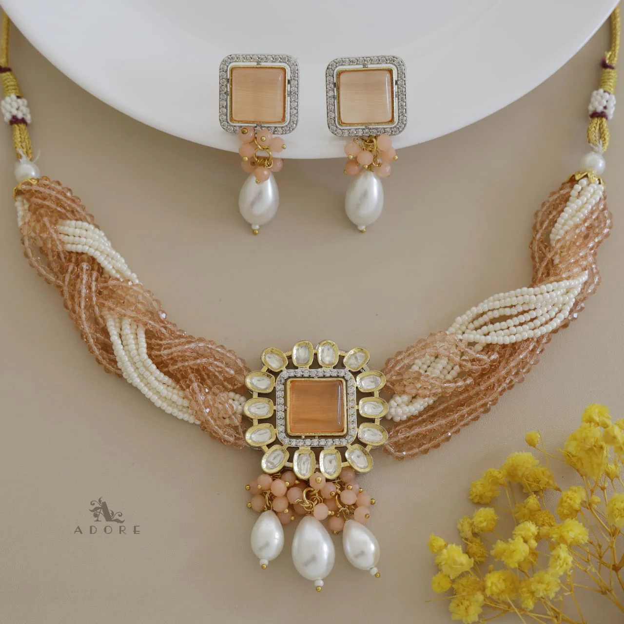 Samhita Braided Kundan Choker With Earring - Image 13