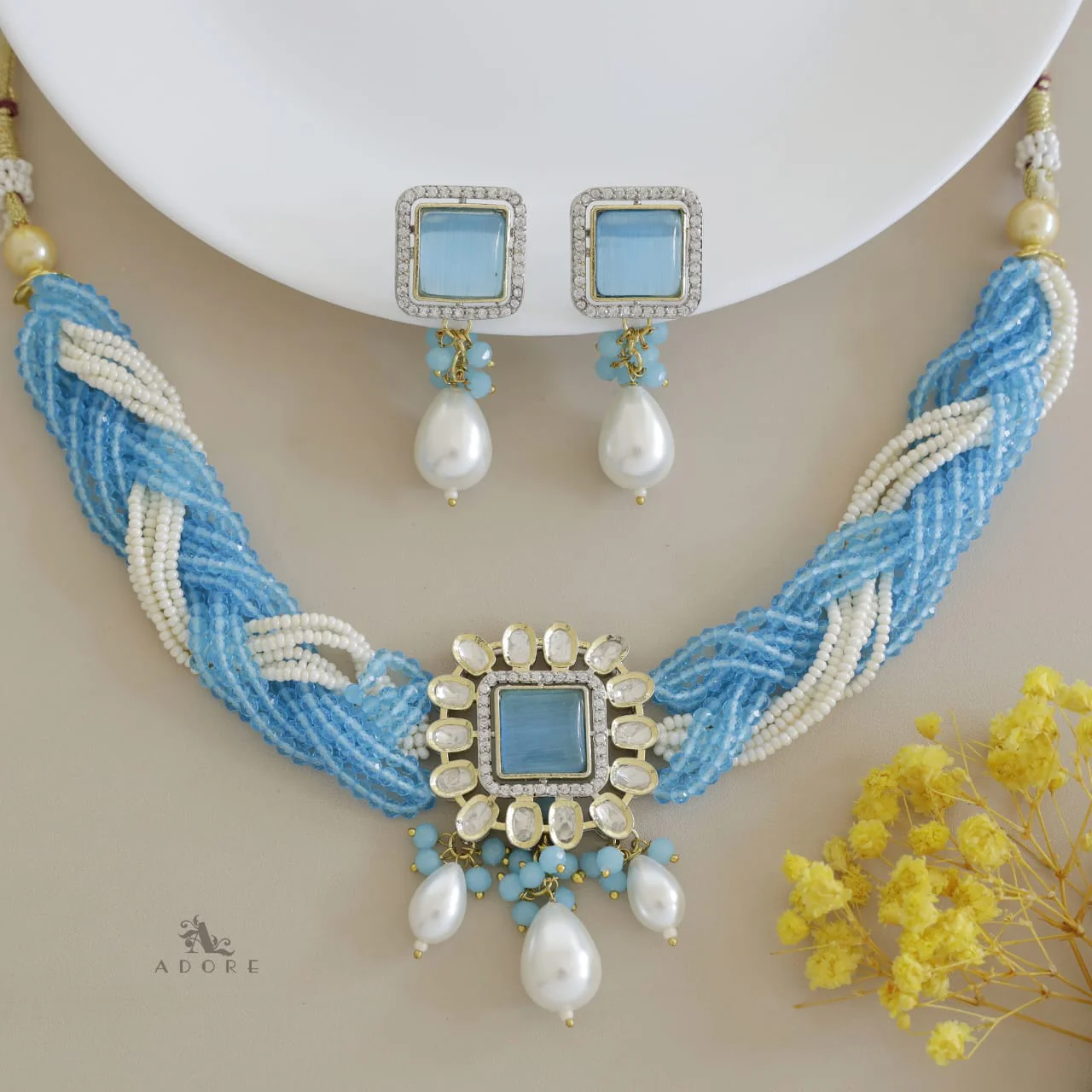 Samhita Braided Kundan Choker With Earring - Image 14