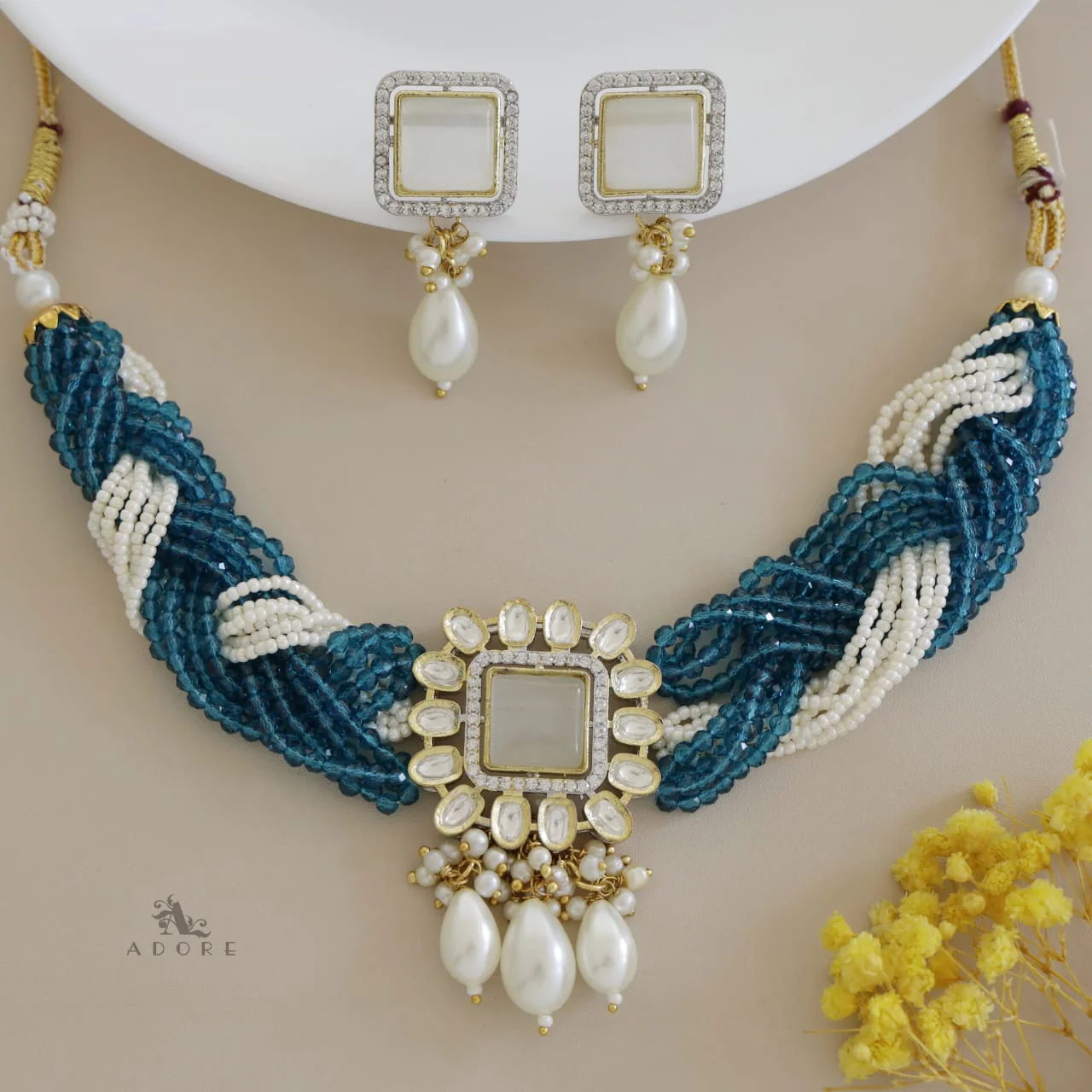 Samhita Braided Kundan Choker With Earring - Image 16