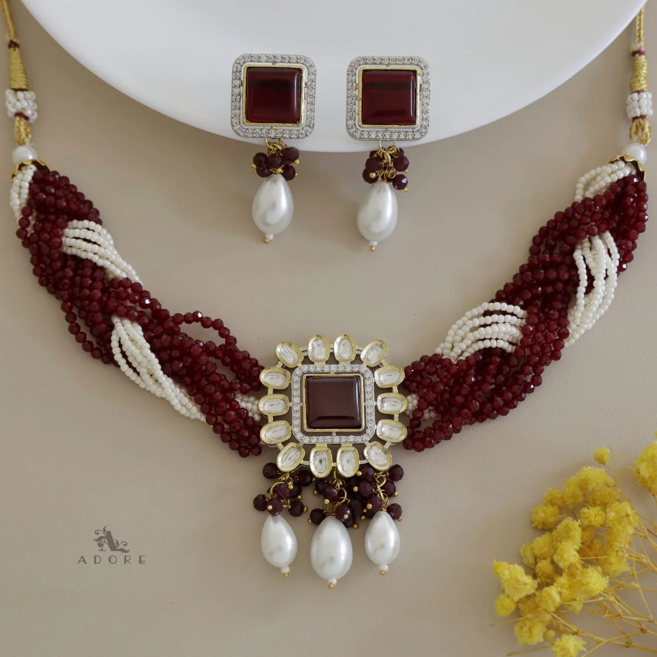 Samhita Braided Kundan Choker With Earring - Image 2