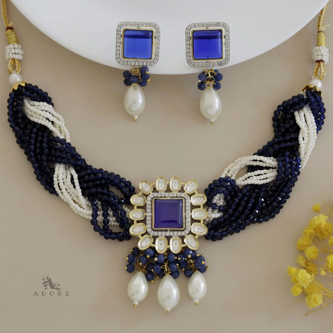 Samhita Braided Kundan Choker With Earring - Image 3