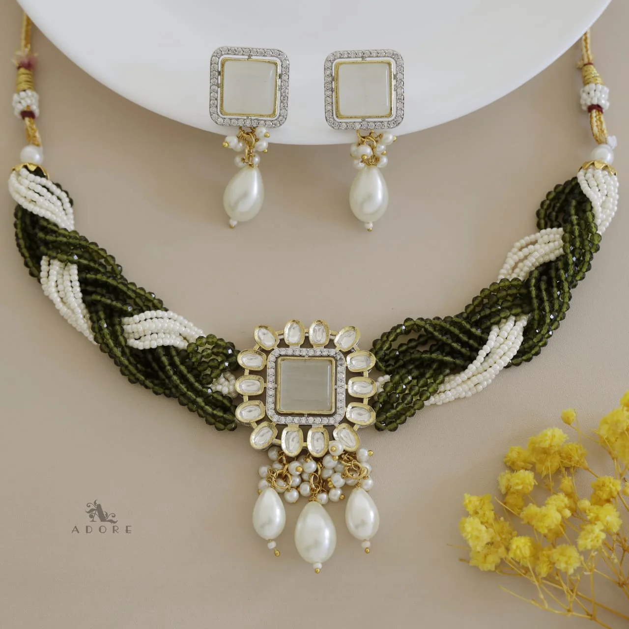 Samhita Braided Kundan Choker With Earring - Image 5