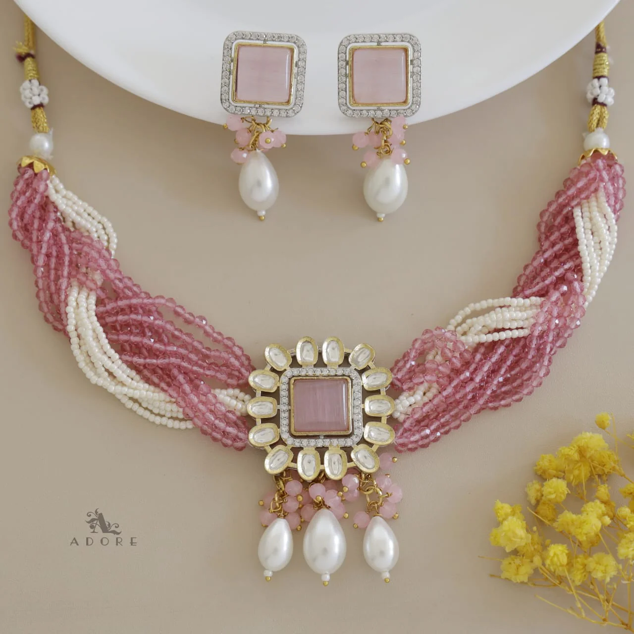 Samhita Braided Kundan Choker With Earring - Image 6