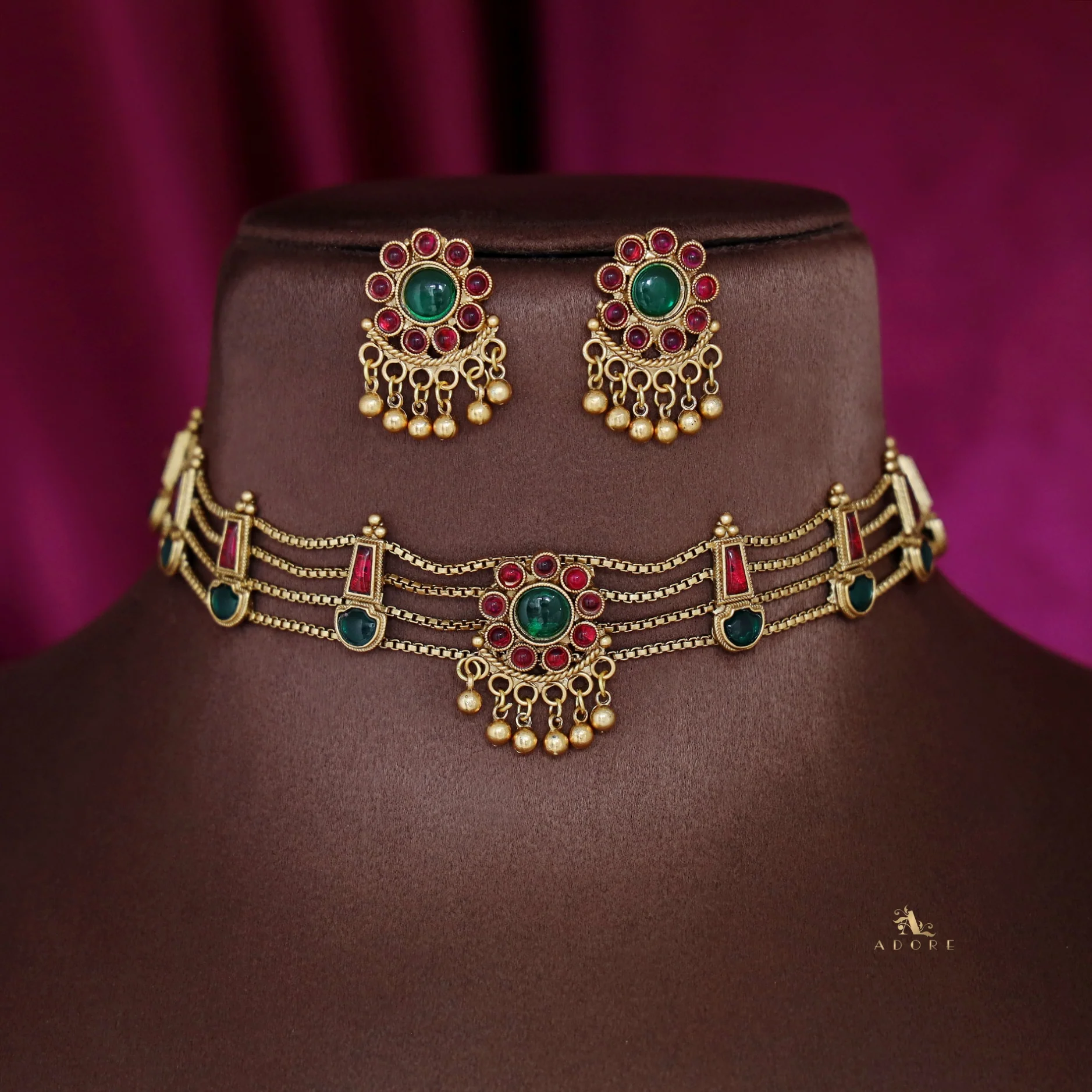 Samudra 4 Layer Parampara Choker With Earring - Image 12