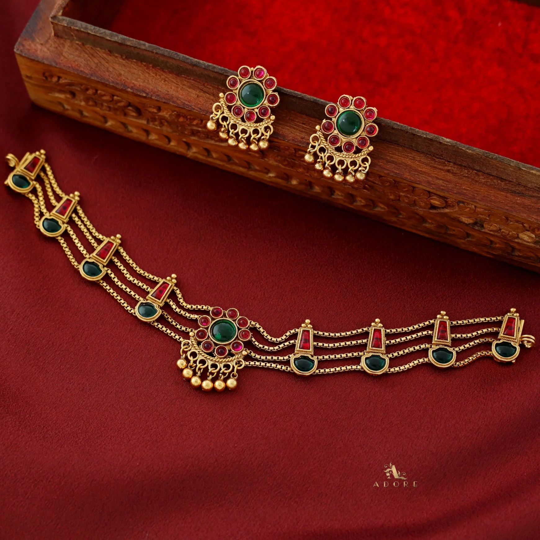 Samudra 4 Layer Parampara Choker With Earring - Image 3