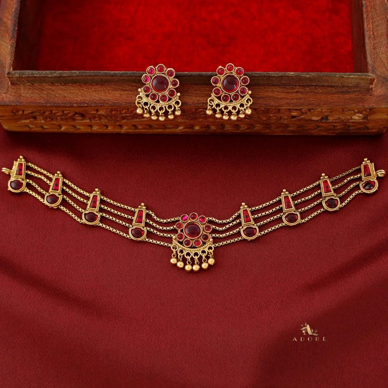 Samudra 4 Layer Parampara Choker With Earring - Image 5