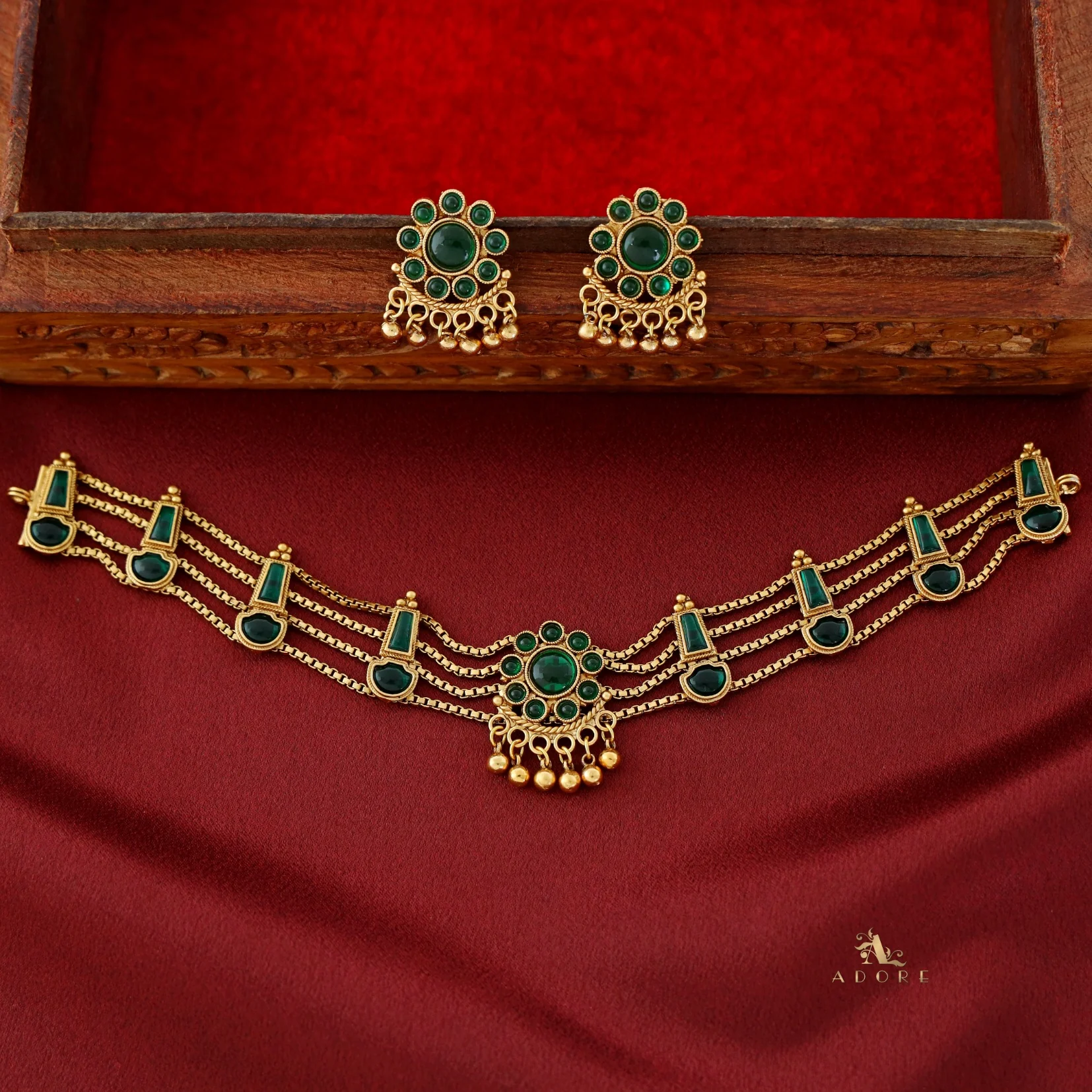 Samudra 4 Layer Parampara Choker With Earring - Image 7