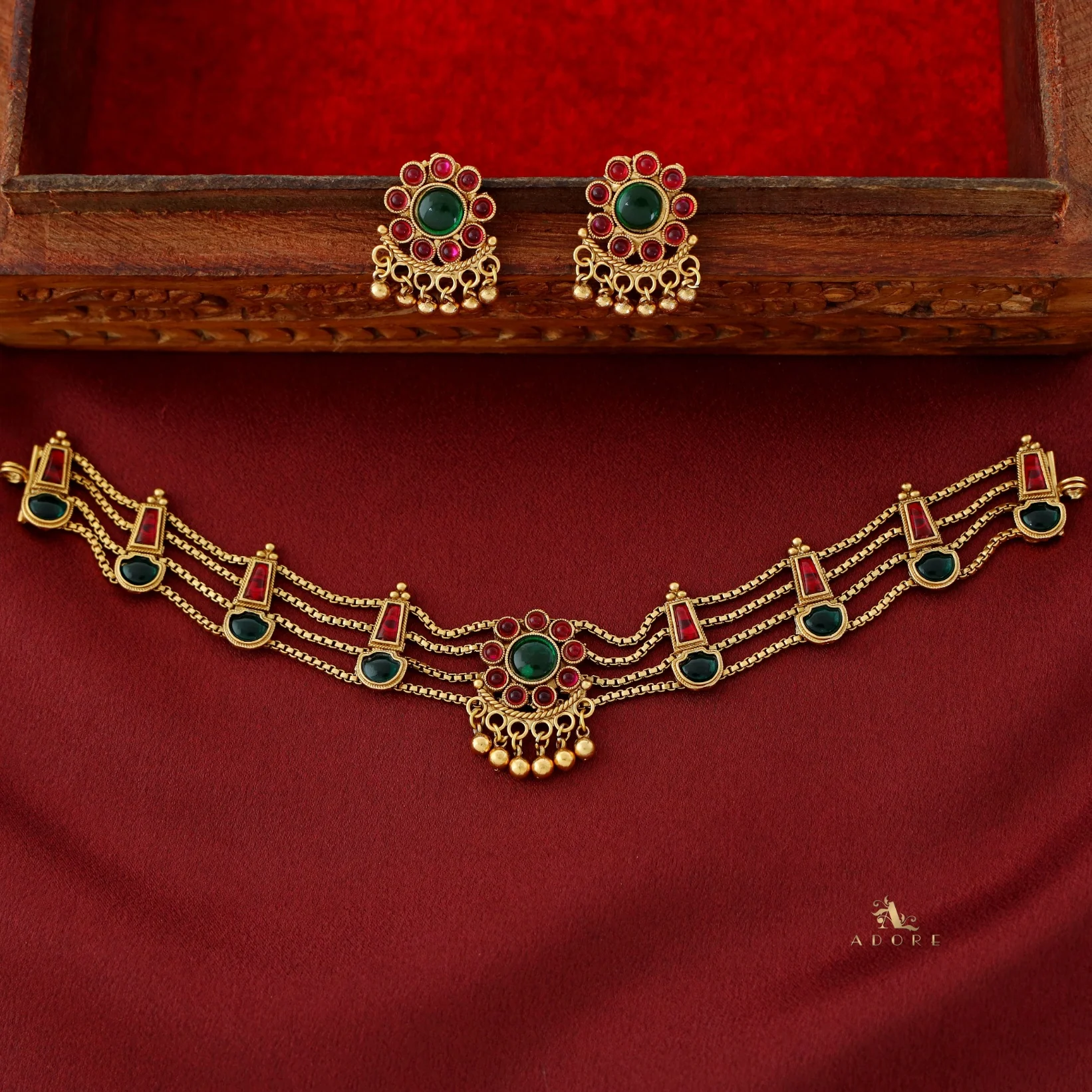 Samudra 4 Layer Parampara Choker With Earring - Image 8