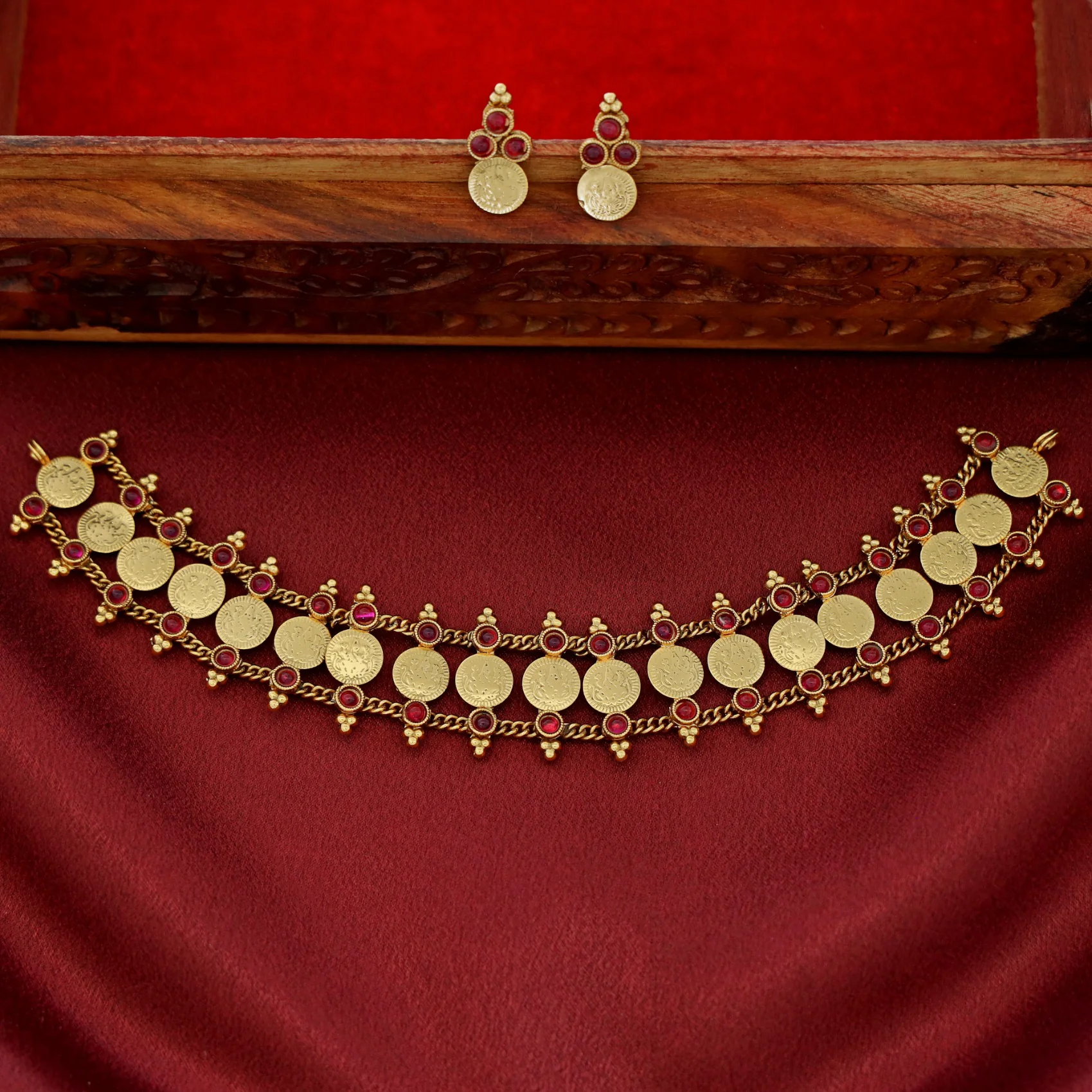 Samvitha Devi Kashi 2 Layer Choker with Earring - Image 4