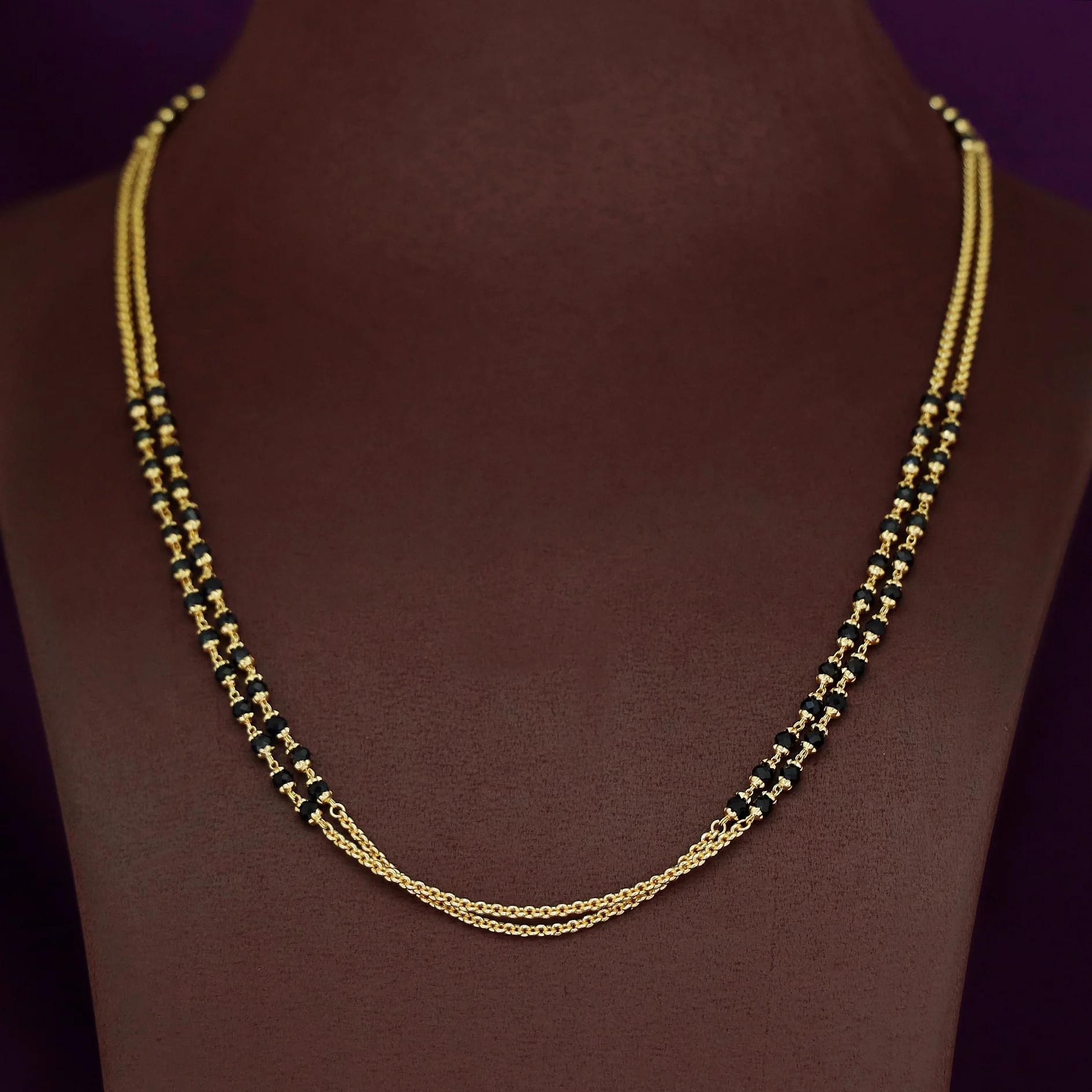 Sanika Golden 2 Layer Beaded Neckpiece - Image 2