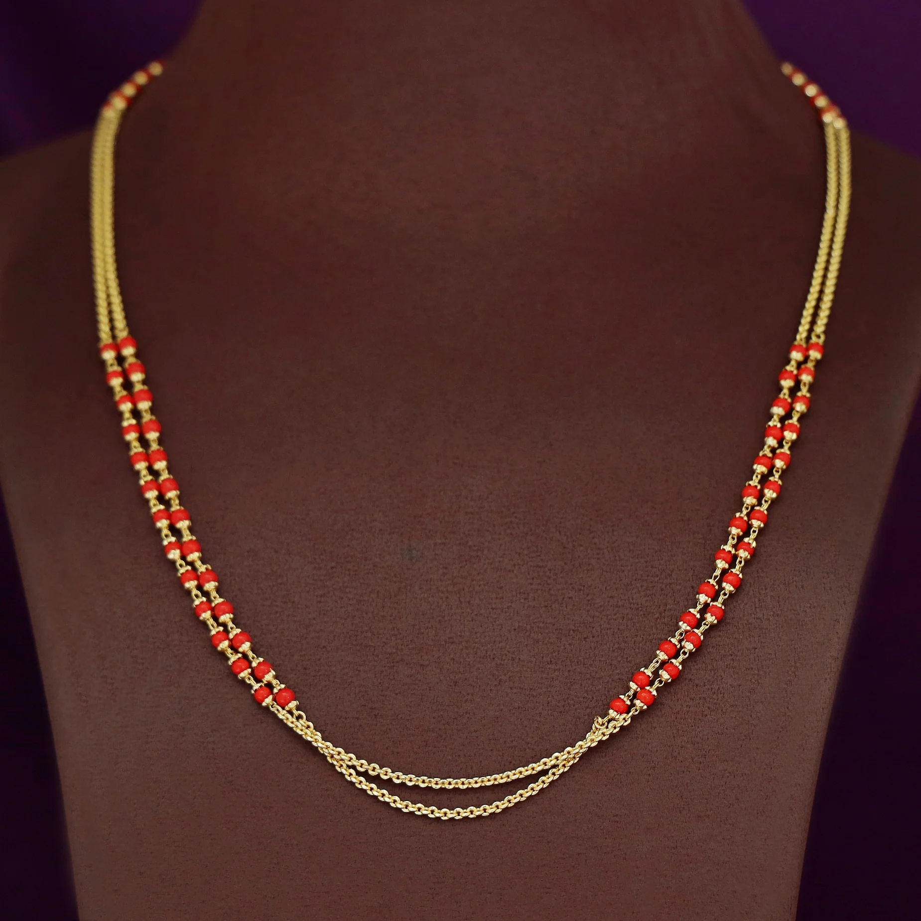 Sanika Golden 2 Layer Beaded Neckpiece - Image 3