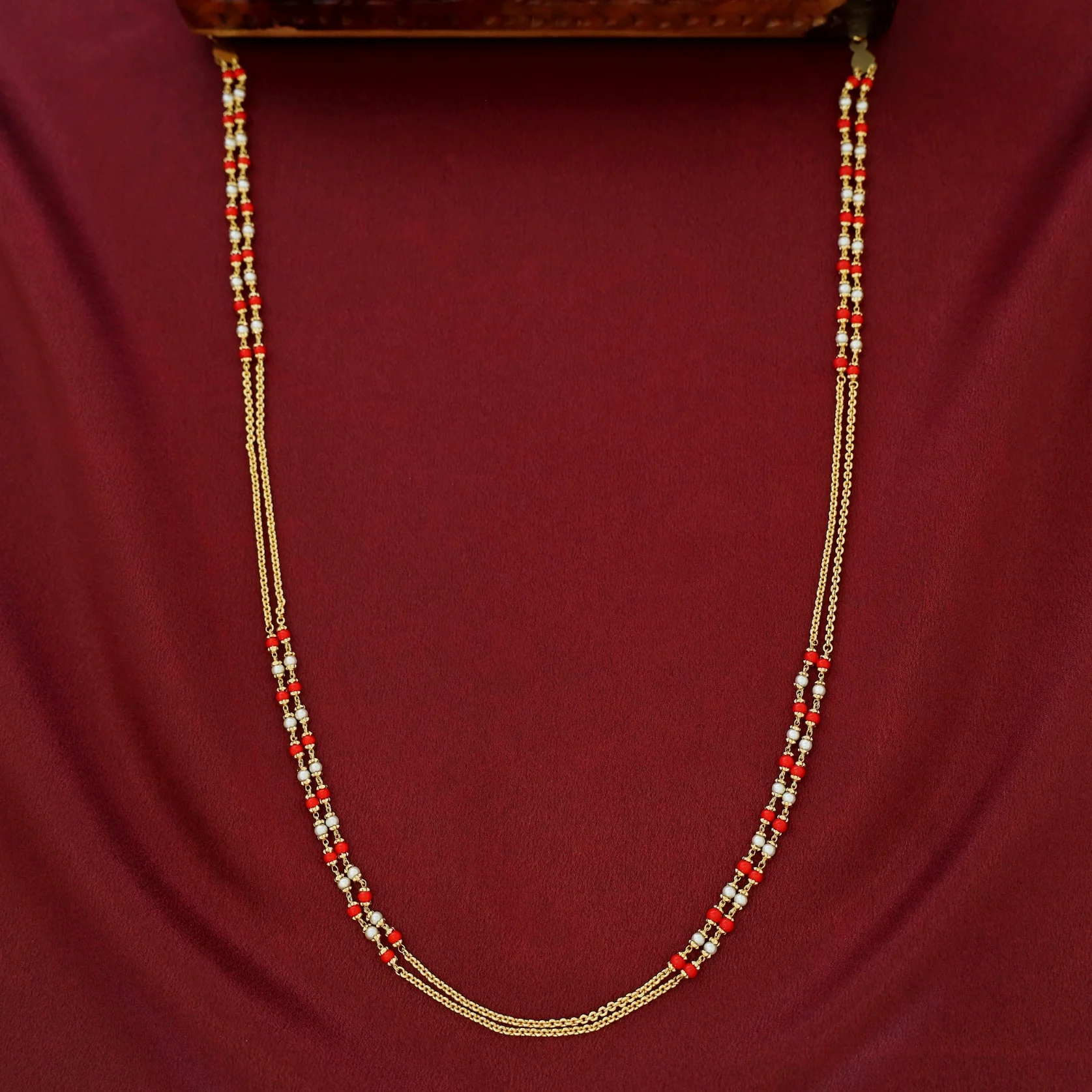 Sanika Golden 2 Layer Beaded Neckpiece - Image 5