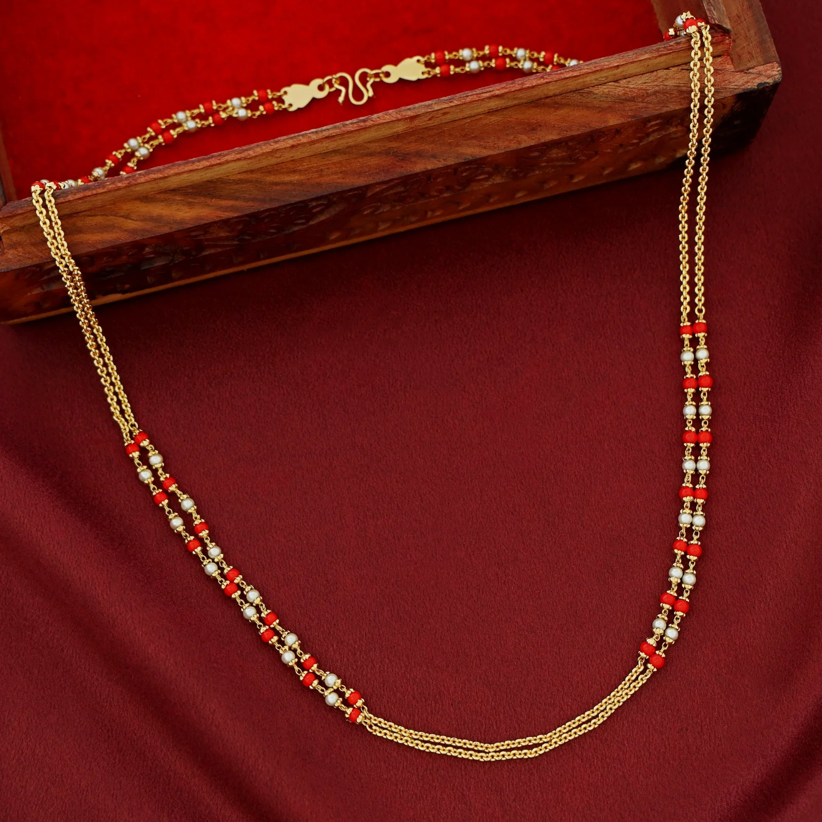 Sanika Golden 2 Layer Beaded Neckpiece - Image 6