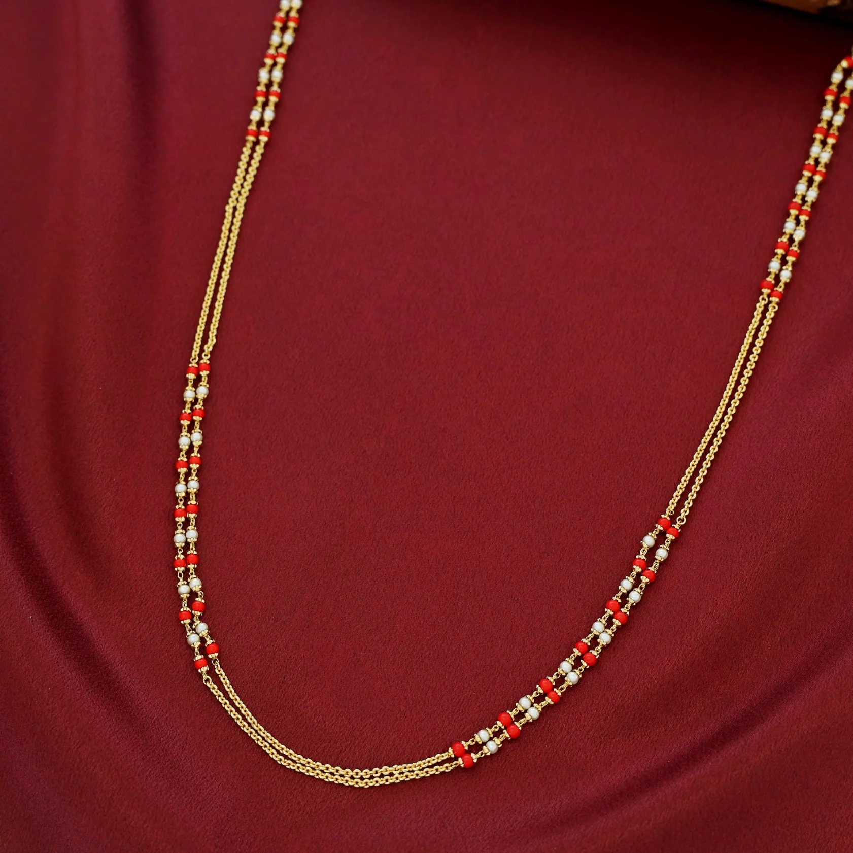 Sanika Golden 2 Layer Beaded Neckpiece - Image 7