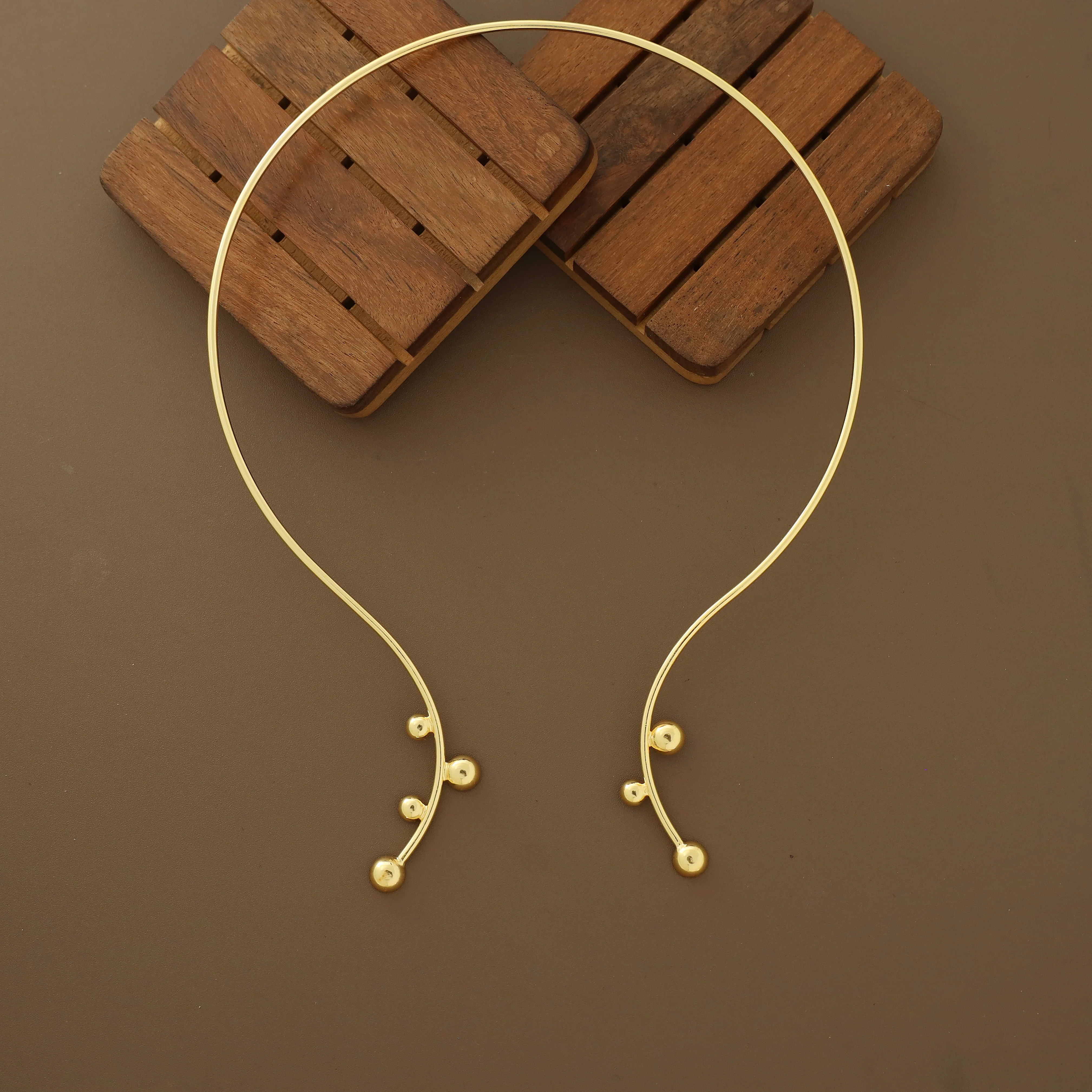 Sanwitha Golden Half Ball Neck Cuff - Image 2