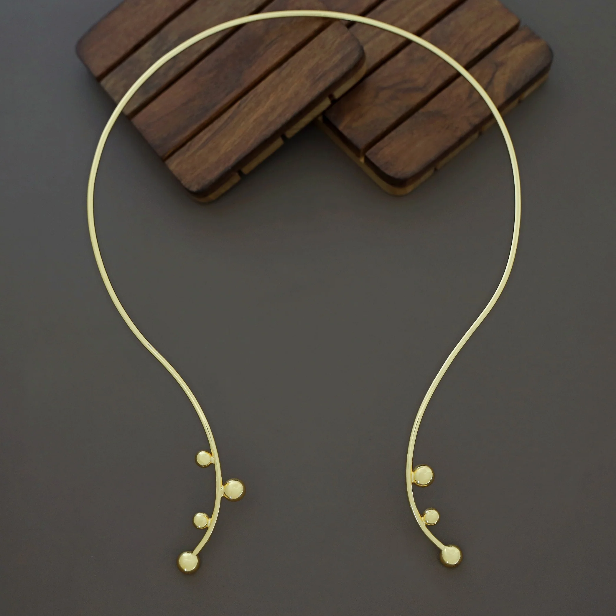 Sanwitha Golden Half Ball Neck Cuff - Image 3