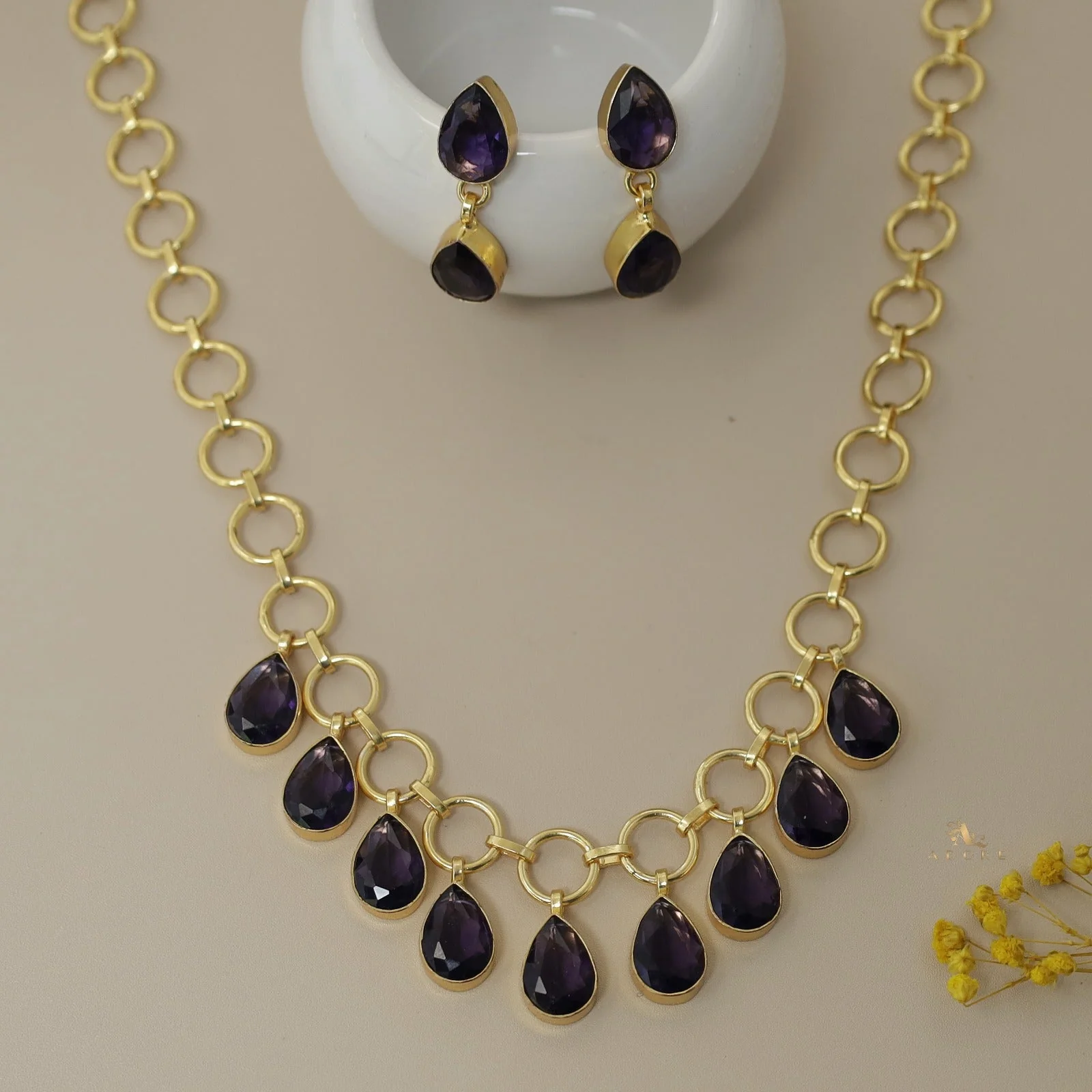 Sasha Circles Rain Drops Neckpiece With Earring - Image 3
