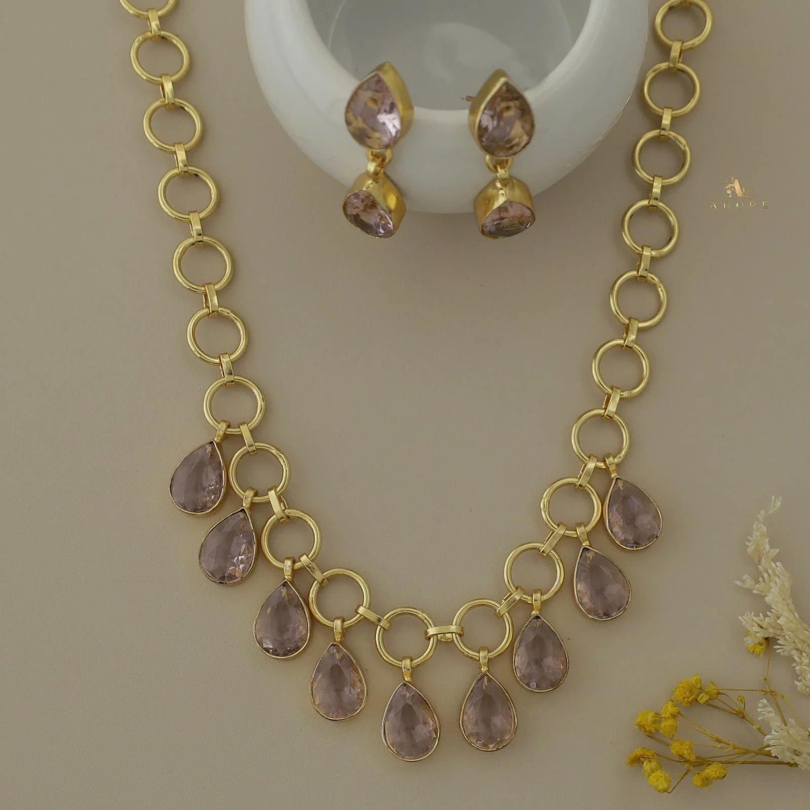 Sasha Circles Rain Drops Neckpiece With Earring - Image 4