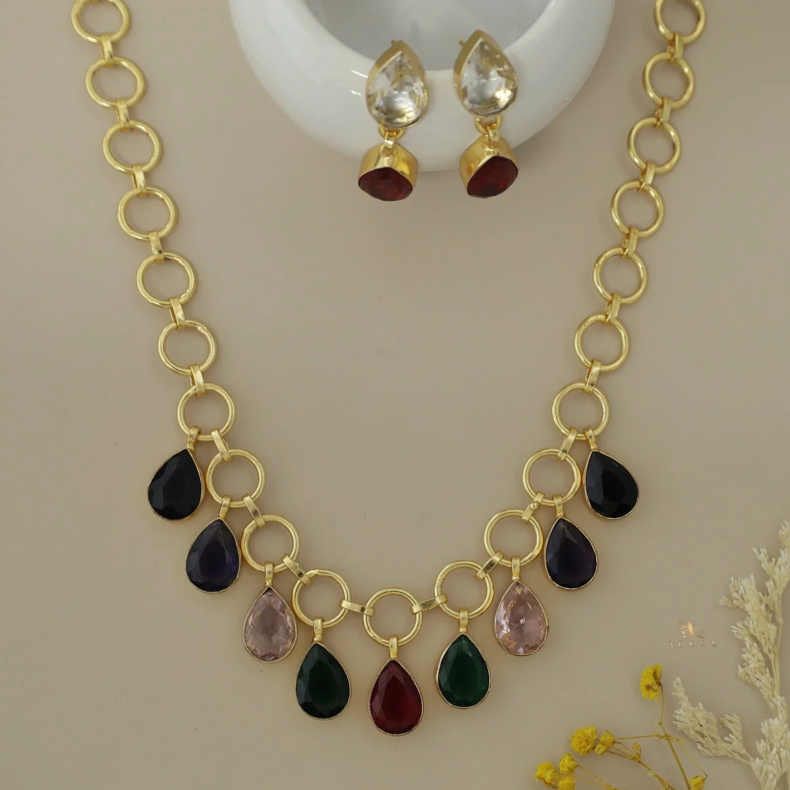 Sasha Circles Rain Drops Neckpiece With Earring - Image 6