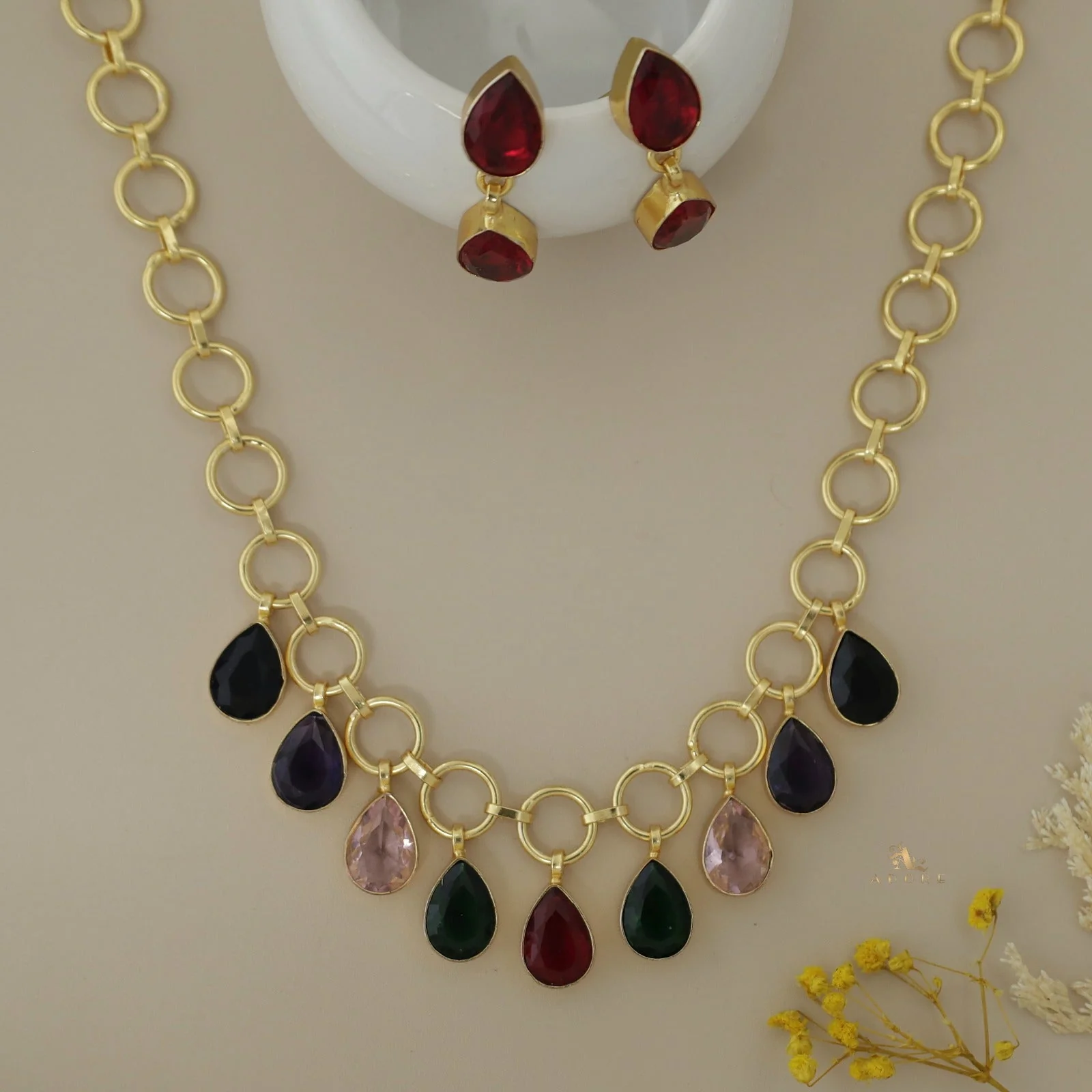 Sasha Circles Rain Drops Neckpiece With Earring - Image 7