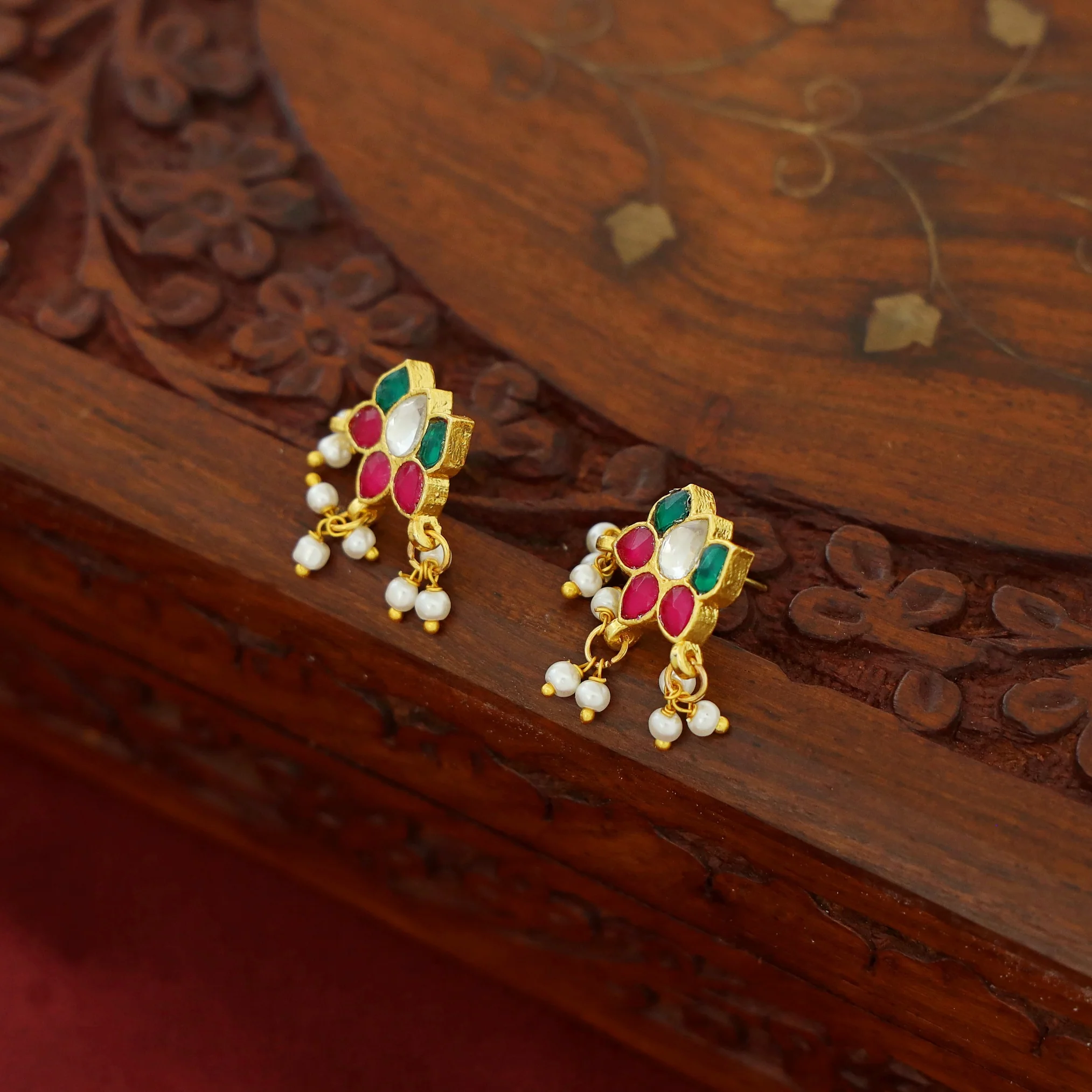 Savya Lotus Pearl Earring - Image 2