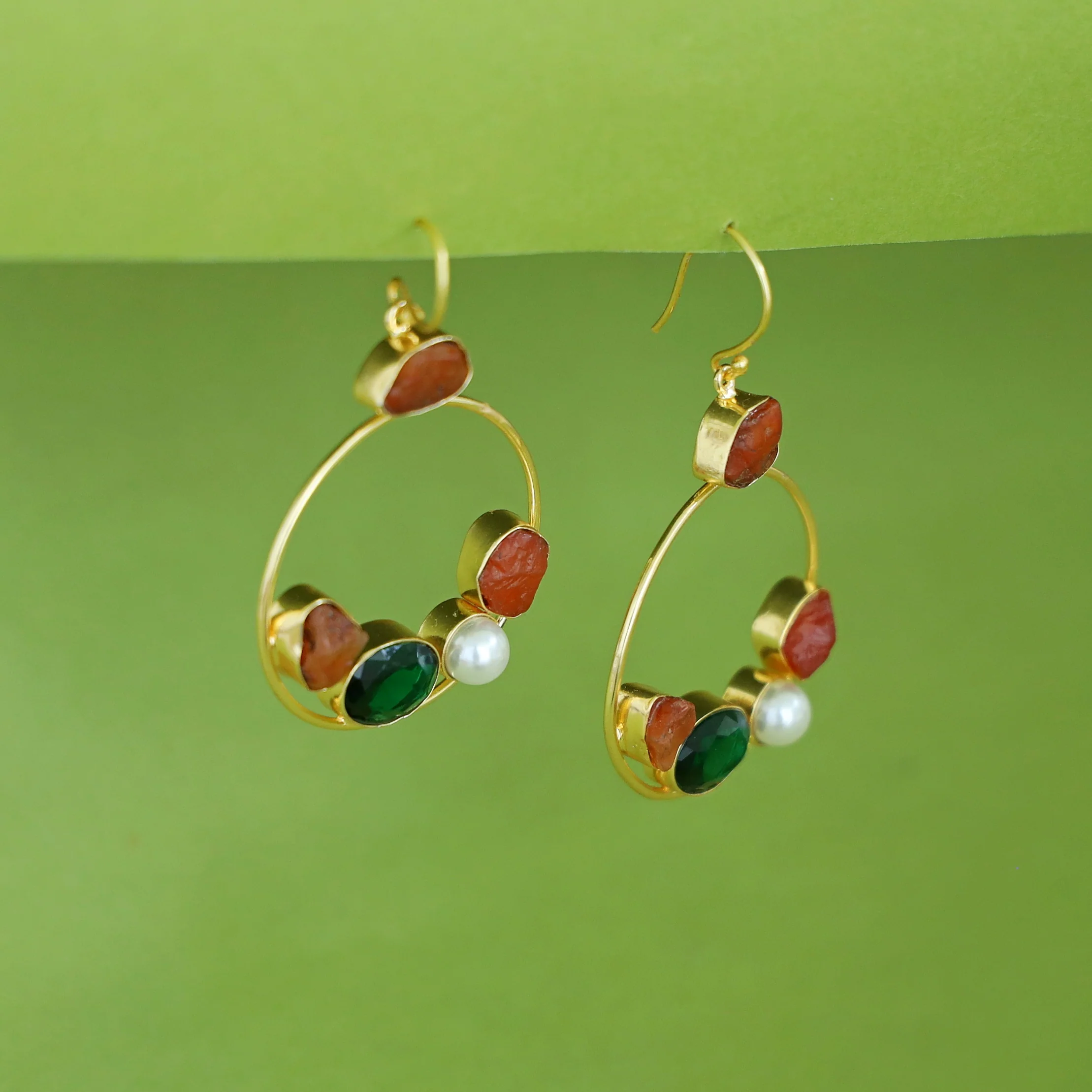 Savya Raw Stone Circle Pearl Glossy Drop - Image 10