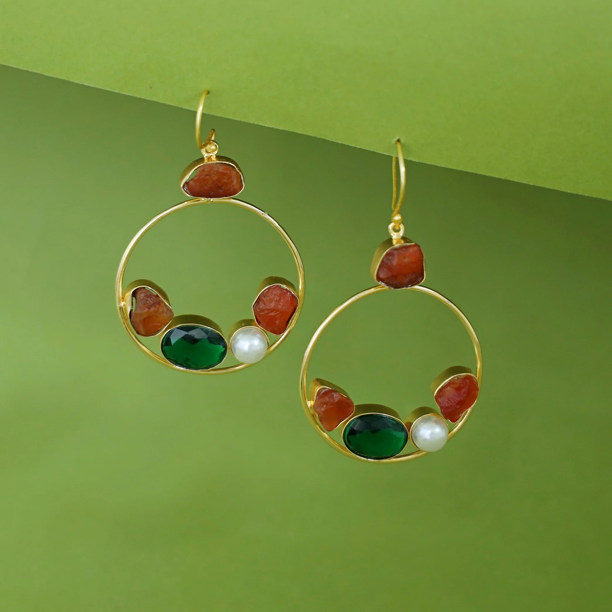 Savya Raw Stone Circle Pearl Glossy Drop - Image 2