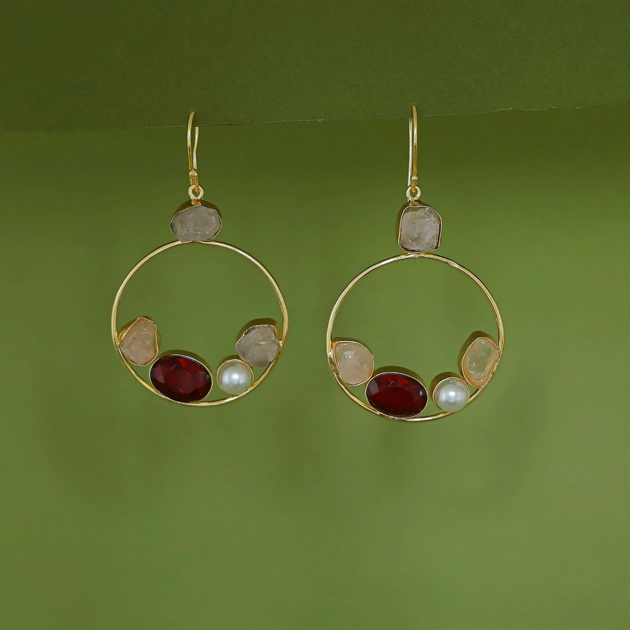 Savya Raw Stone Circle Pearl Glossy Drop - Image 4