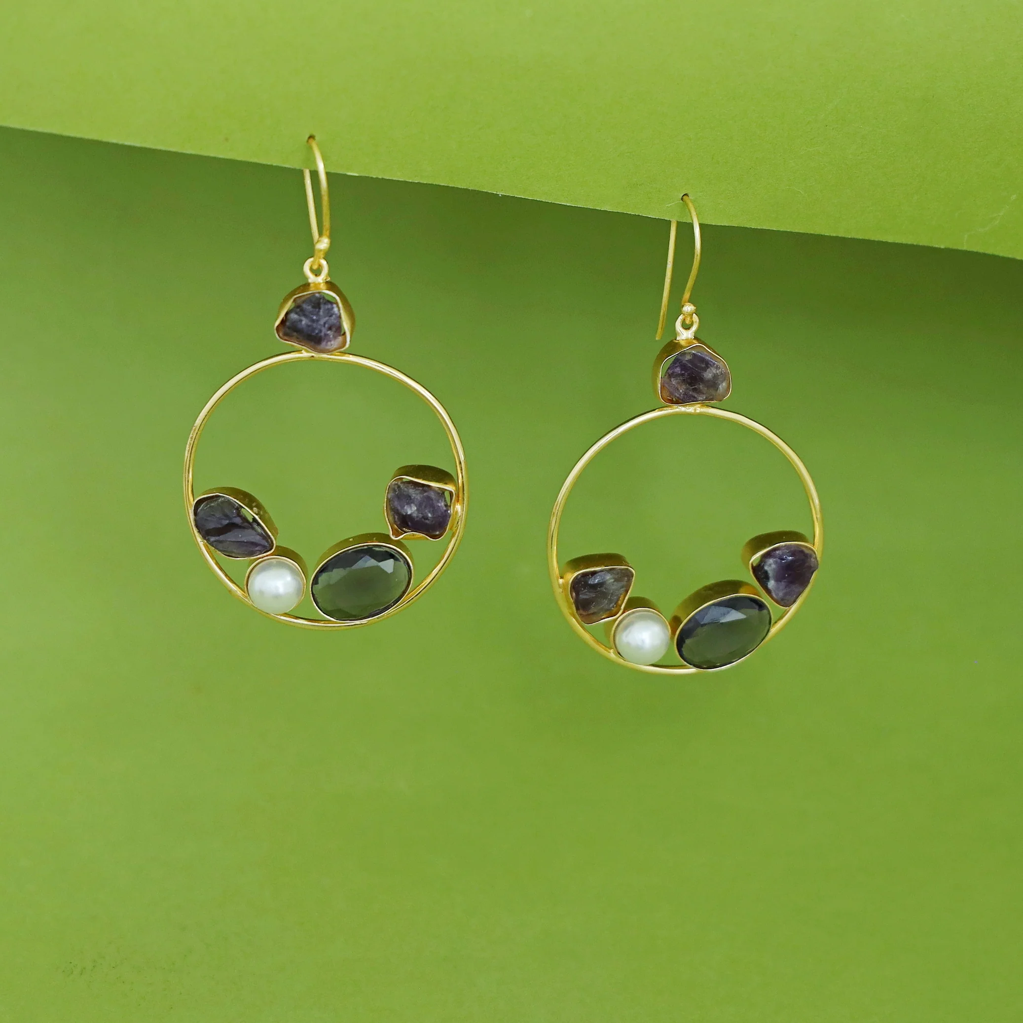 Savya Raw Stone Circle Pearl Glossy Drop - Image 5