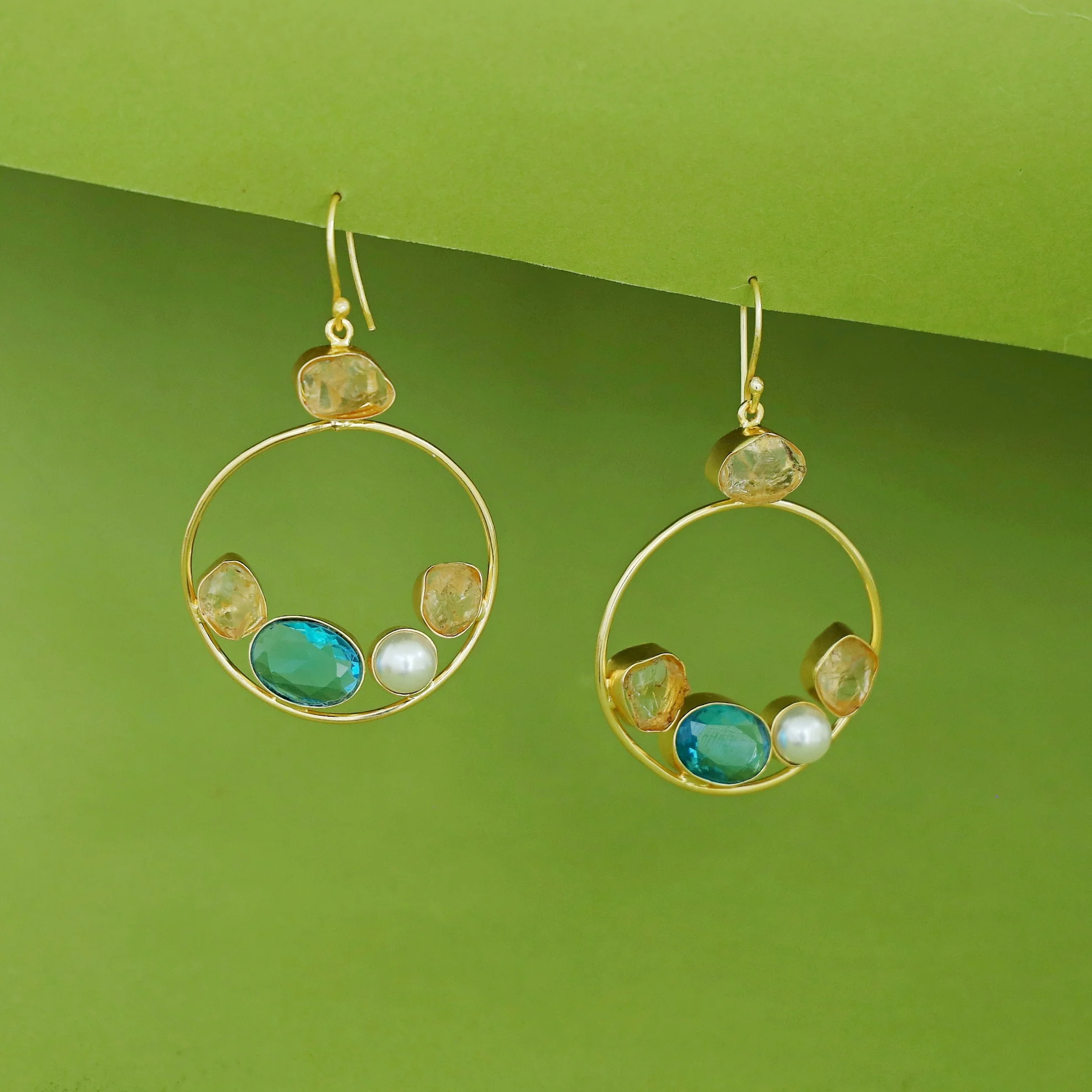 Savya Raw Stone Circle Pearl Glossy Drop - Image 6
