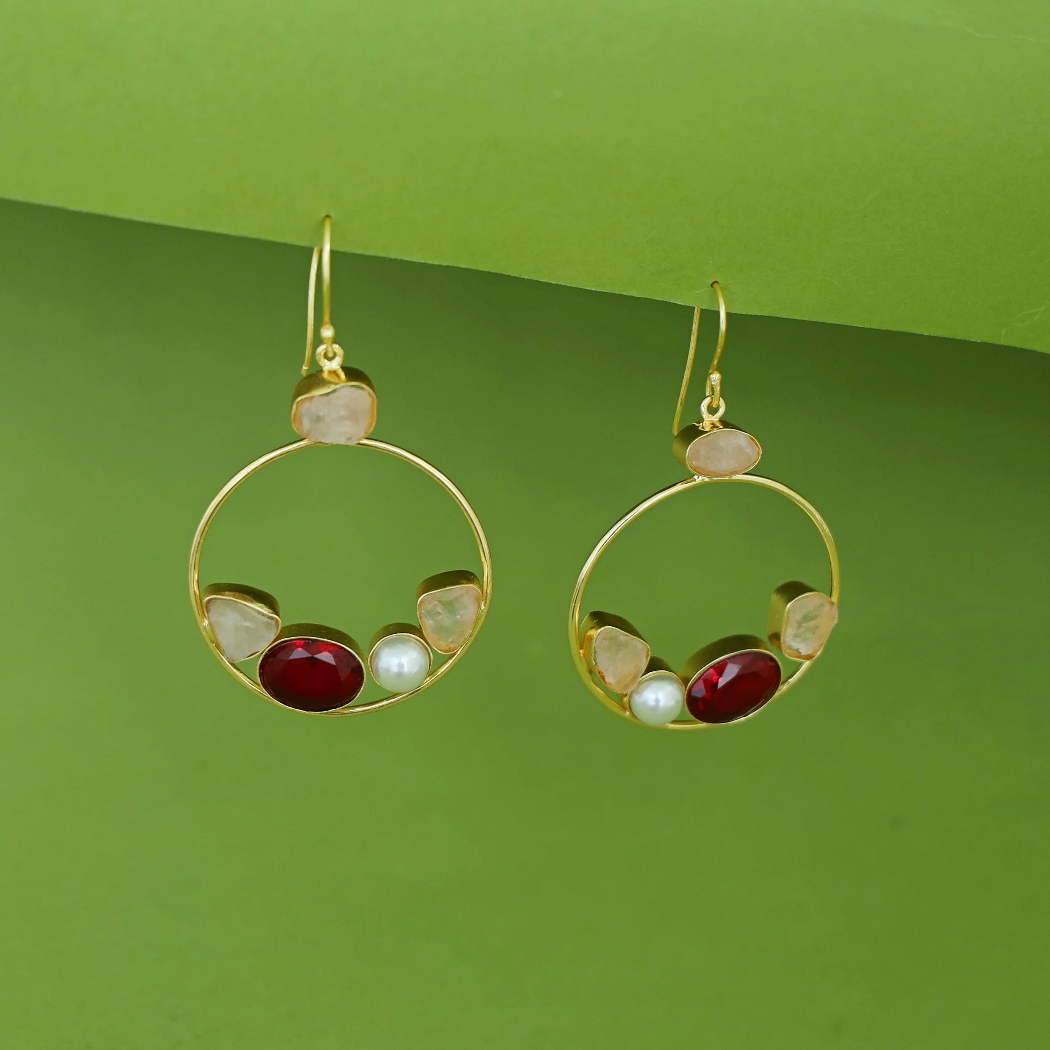 Savya Raw Stone Circle Pearl Glossy Drop - Image 7