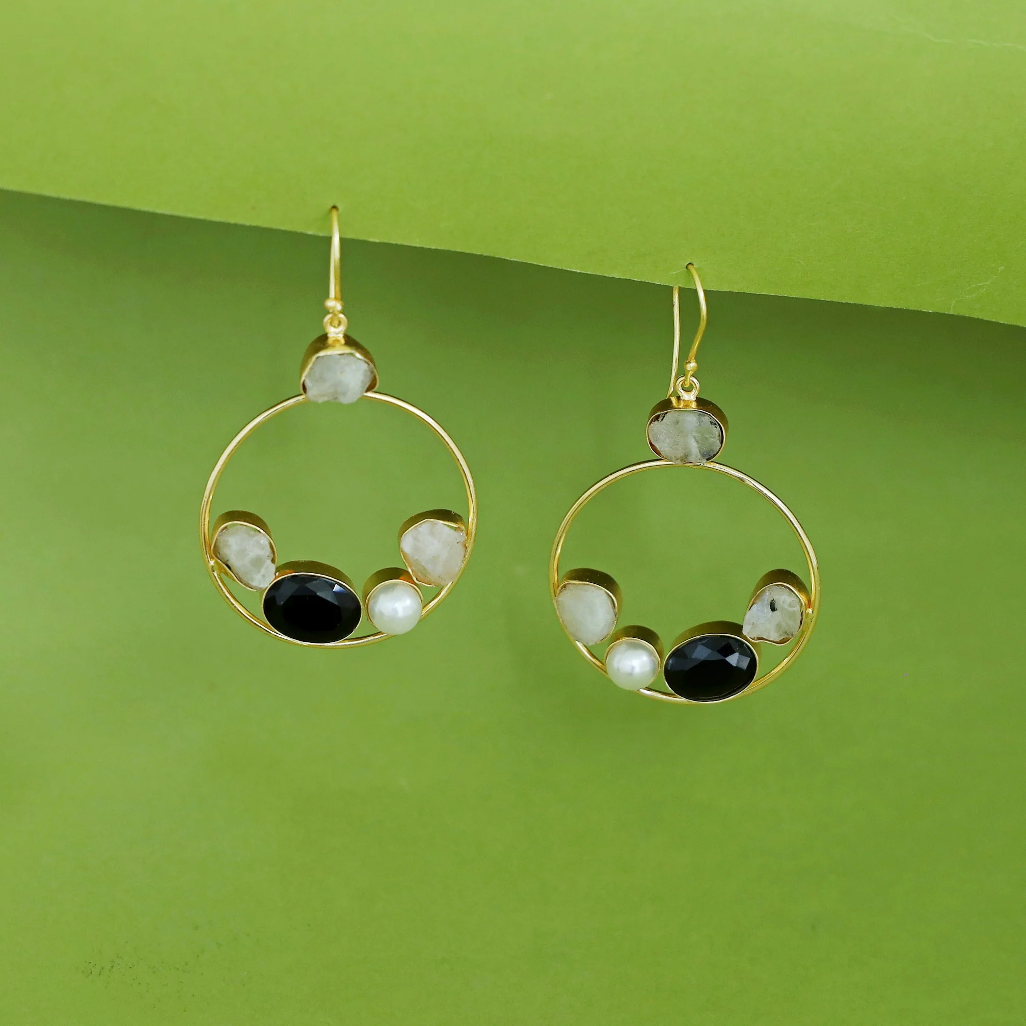 Savya Raw Stone Circle Pearl Glossy Drop - Image 8