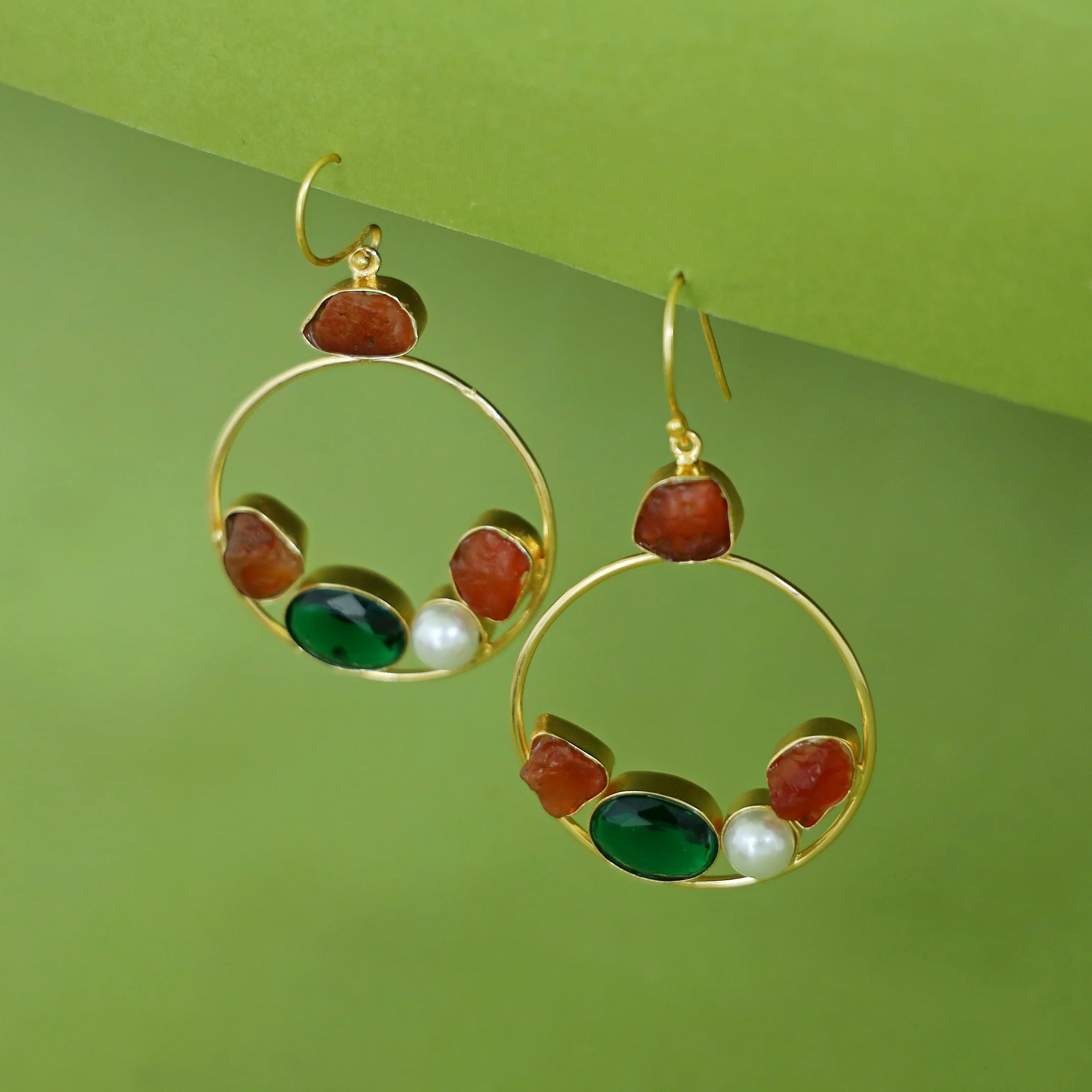 Savya Raw Stone Circle Pearl Glossy Drop - Image 9