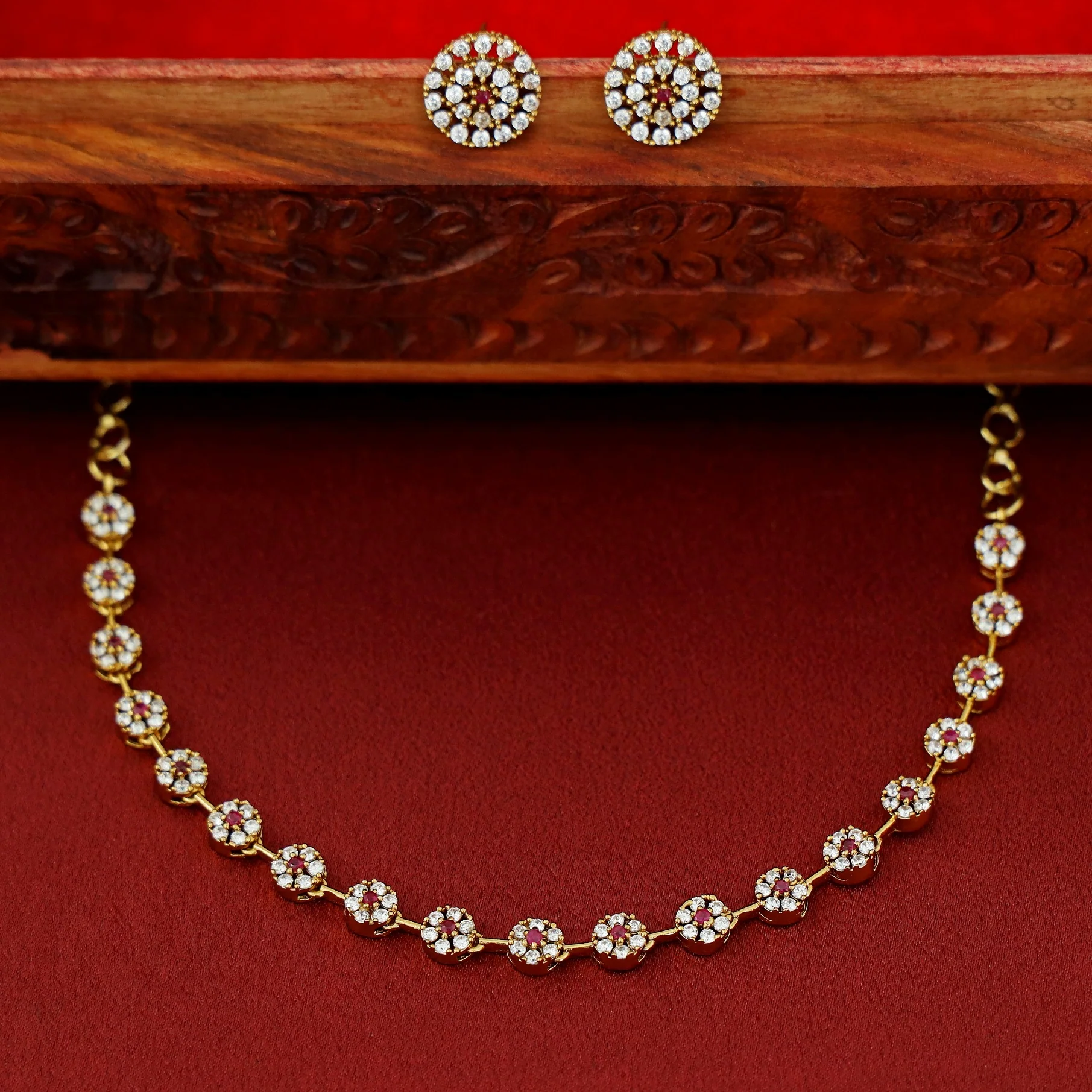 Sayali Flower AD Neckpiece With Stud - Image 11