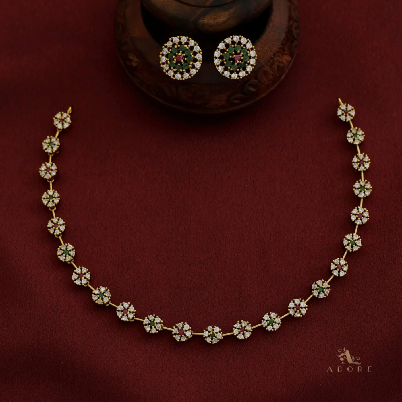 Sayali Flower AD Neckpiece With Stud - Image 15