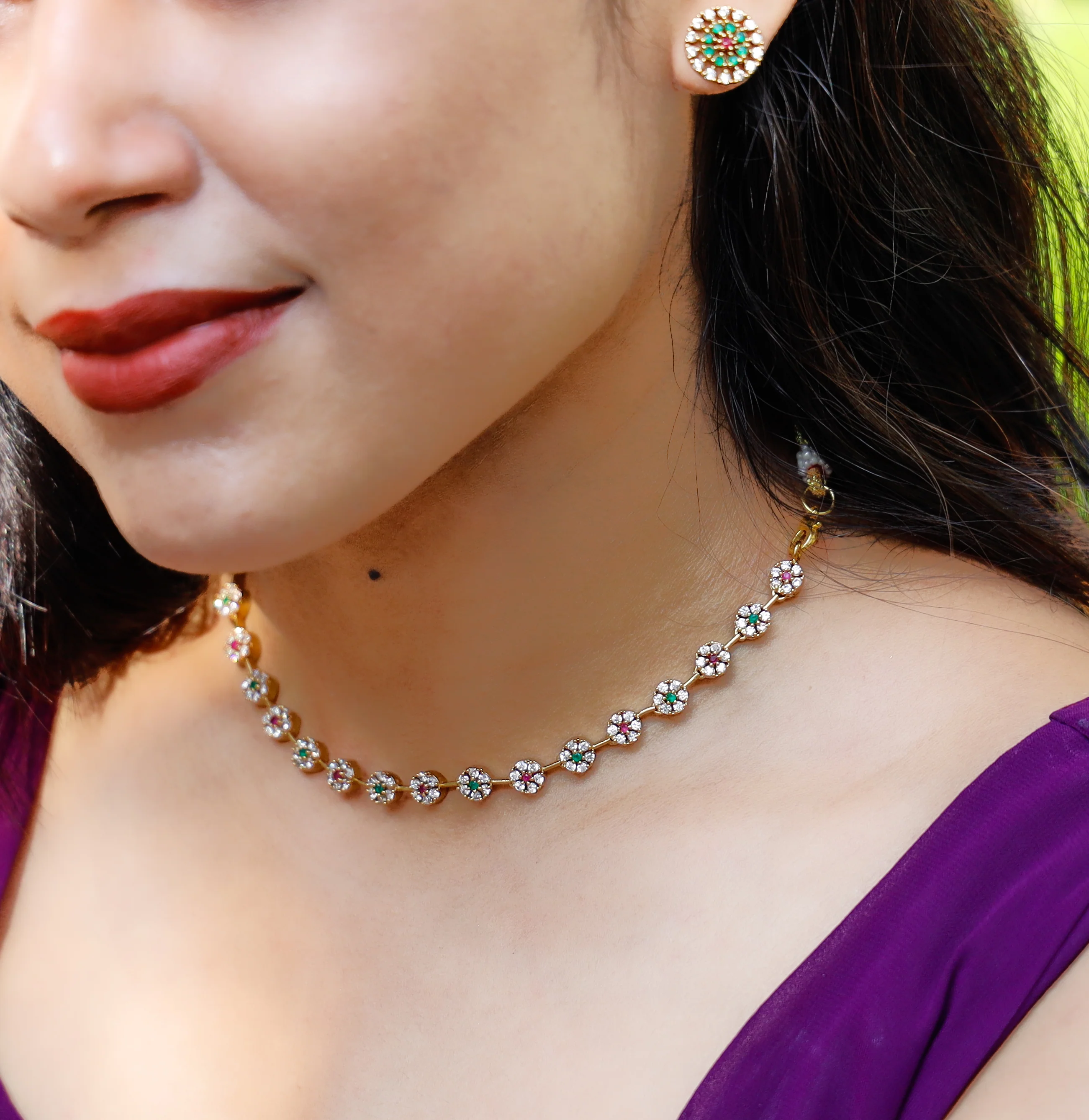 Sayali Flower AD Neckpiece With Stud - Image 16