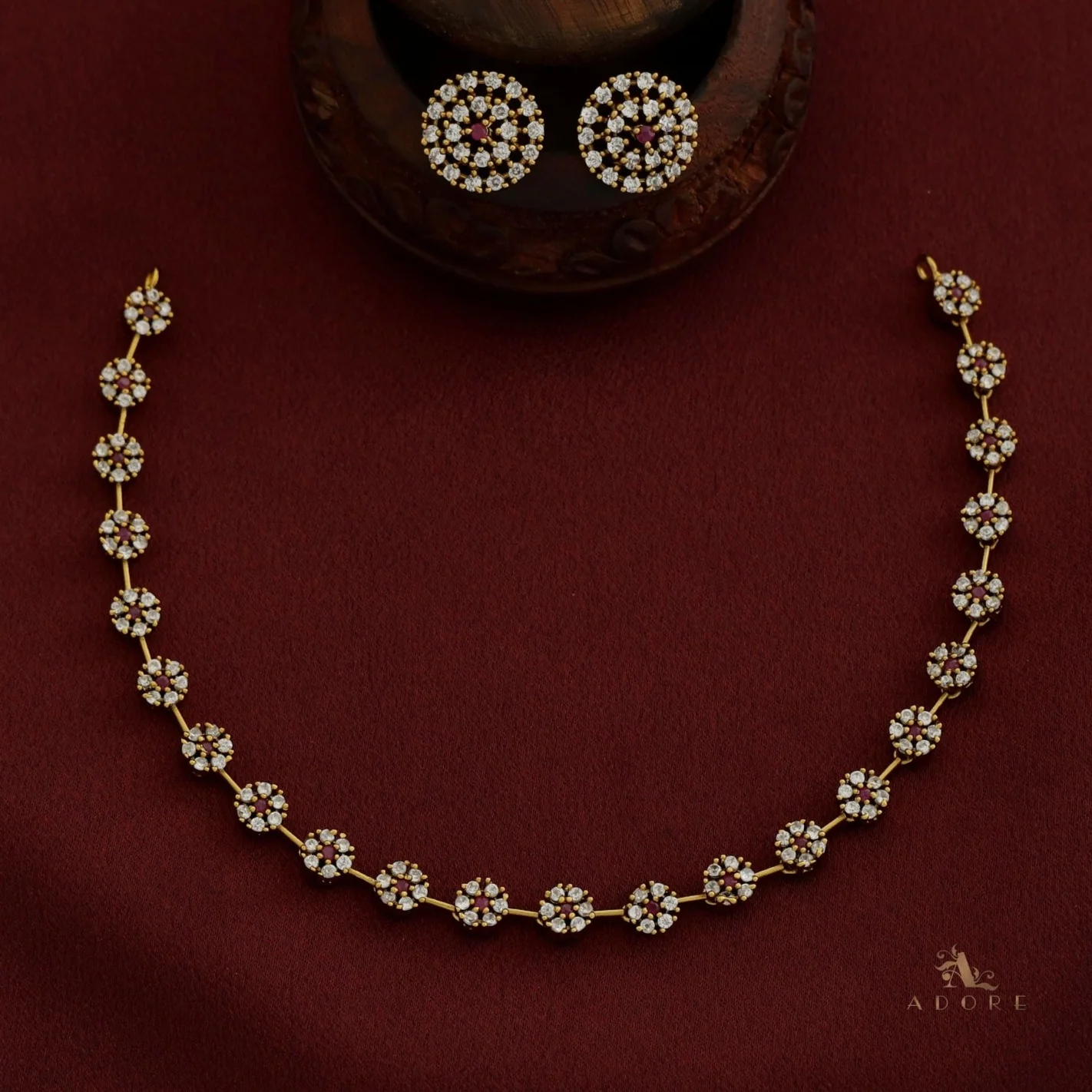 Sayali Flower AD Neckpiece With Stud - Image 18