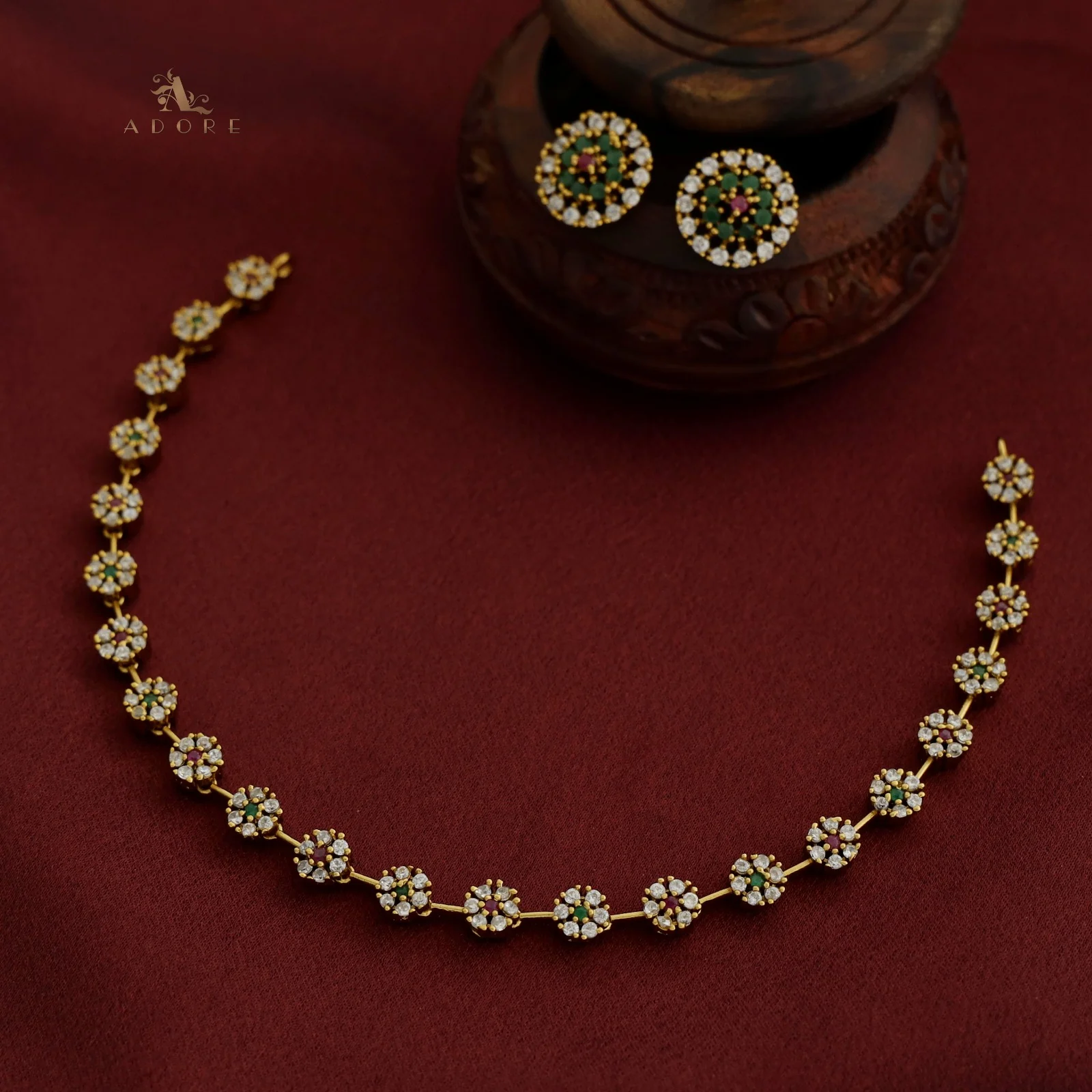 Sayali Flower AD Neckpiece With Stud - Image 19