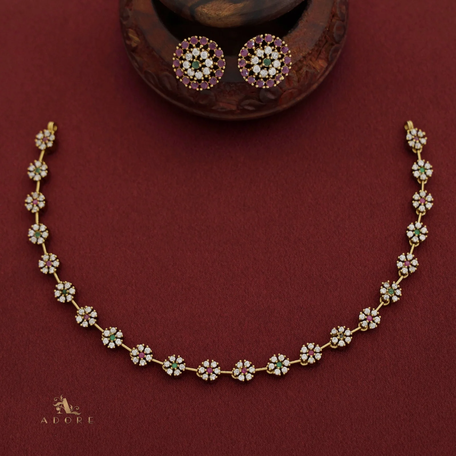 Sayali Flower AD Neckpiece With Stud - Image 22