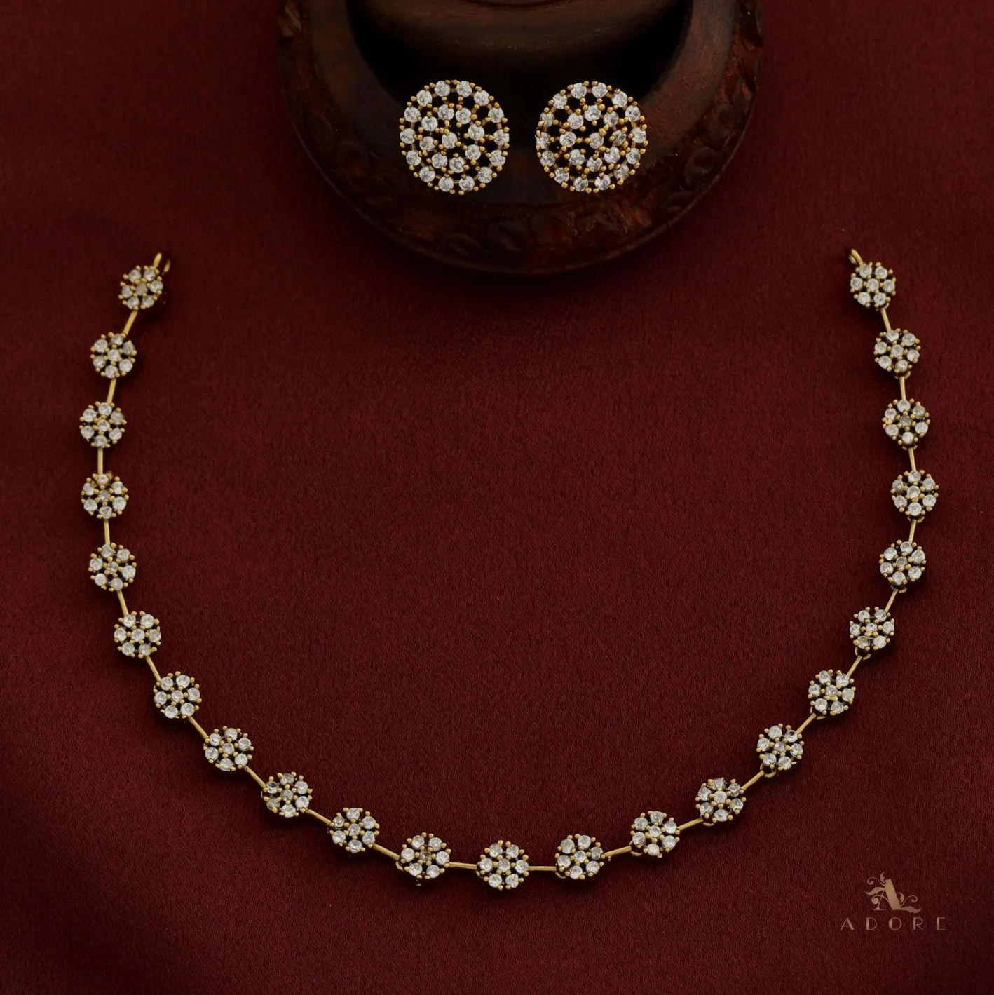 Sayali Flower AD Neckpiece With Stud - Image 3